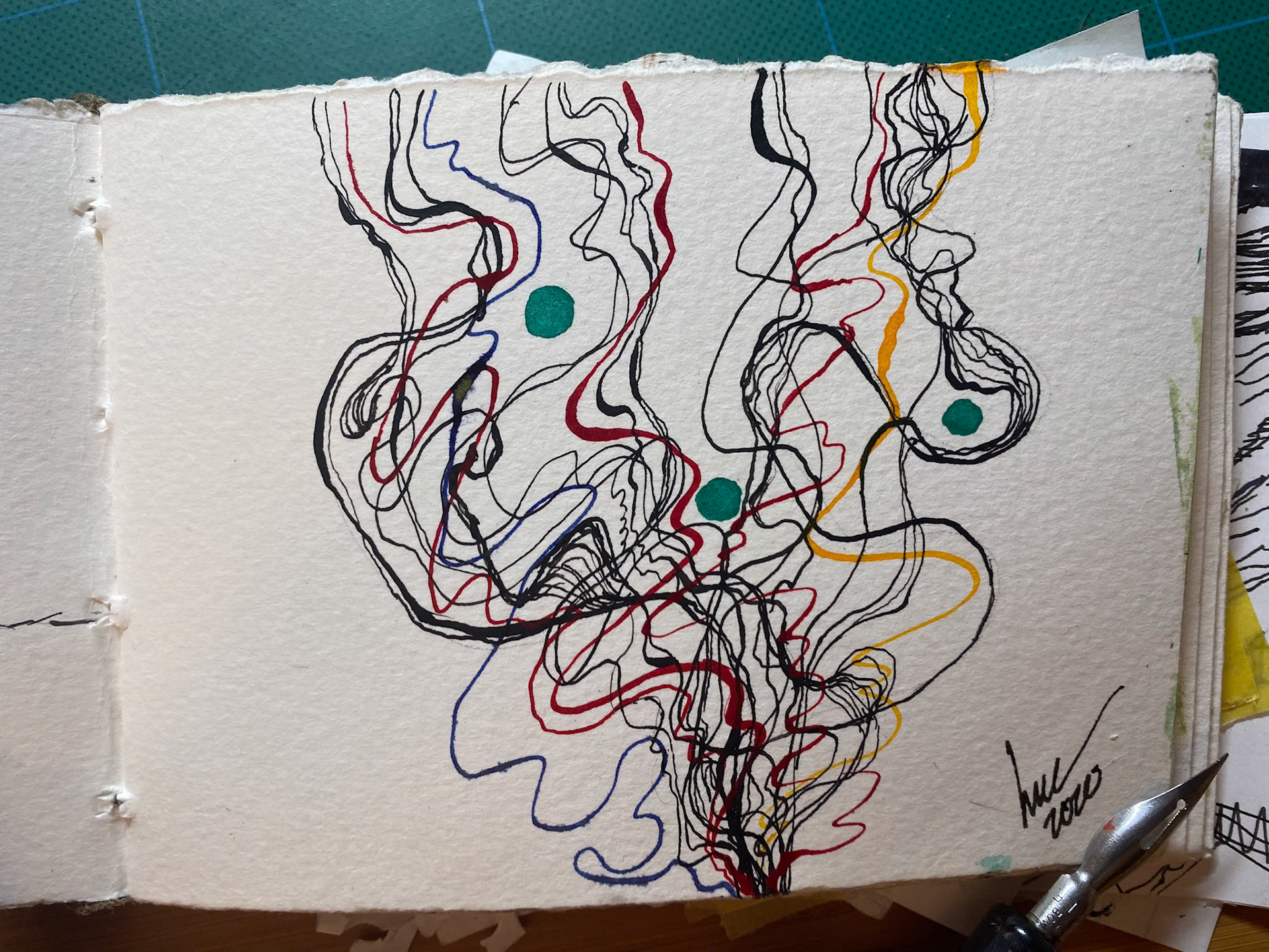 untitled abstract dip pen and colored india ink