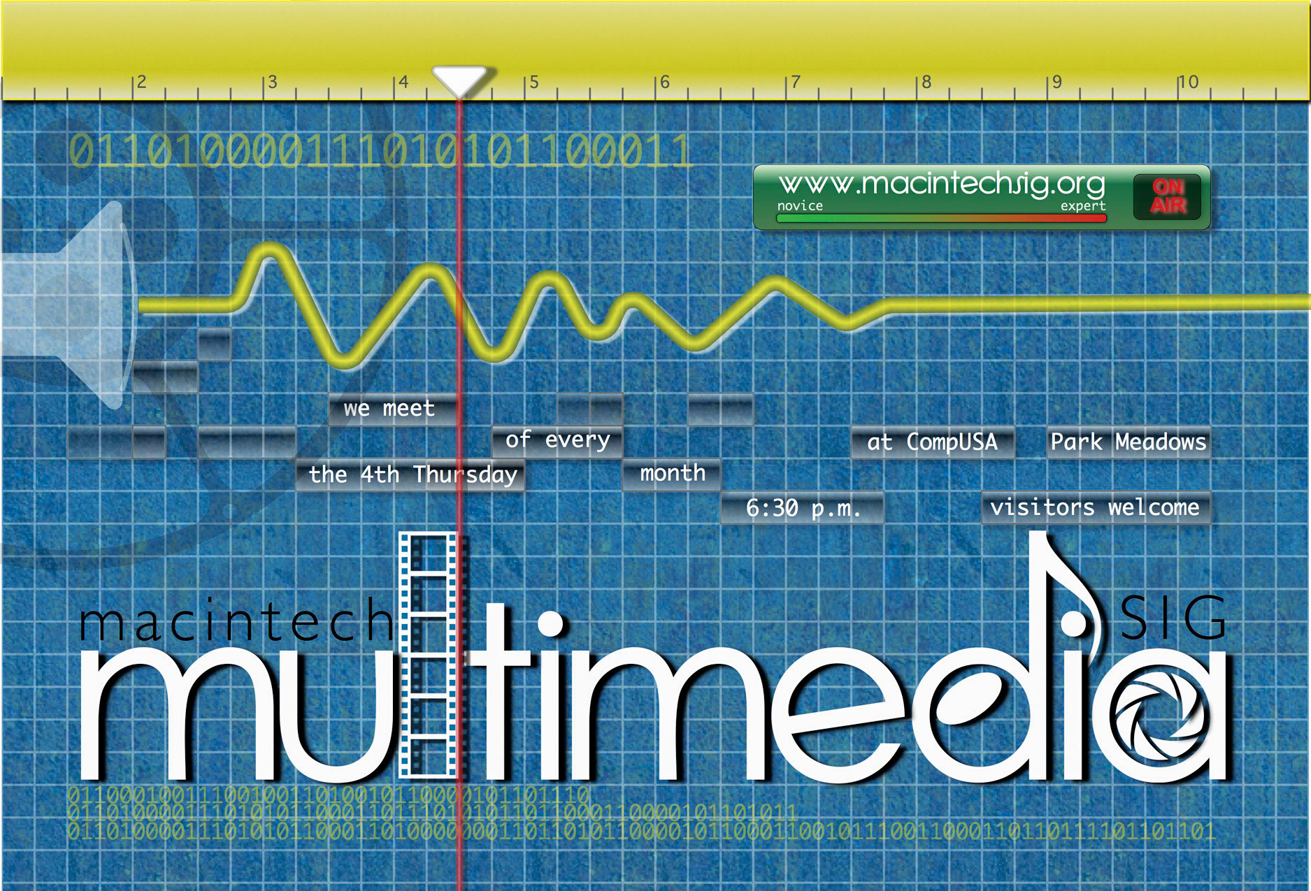 Probono computer user group logo and branding development. Postcard for giveaway in computer stores or similar venues. Front shown here - back on next slide