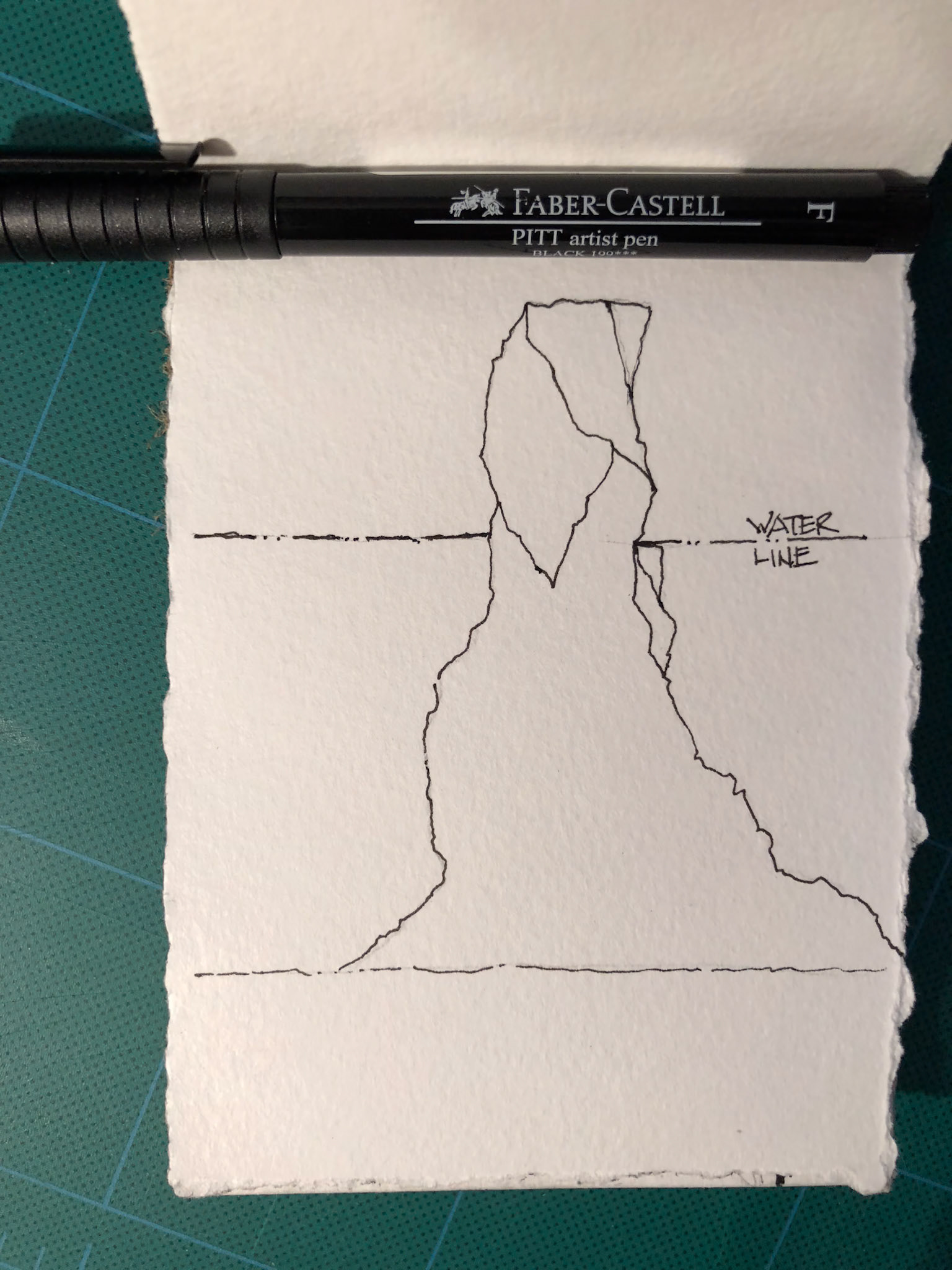 water line - pitt artist pen on water color paper