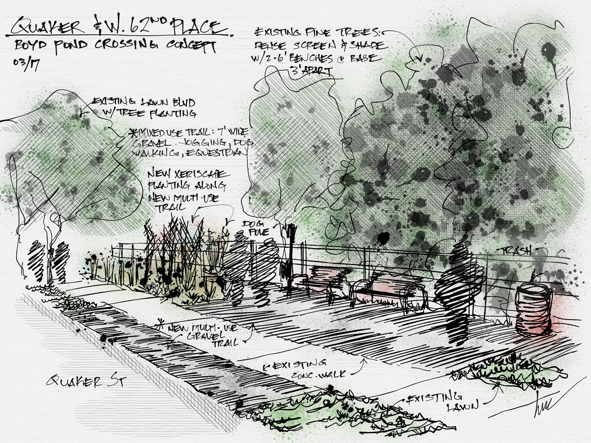 DIgital concept prespective, hand doodling on an iPad Pro c2017