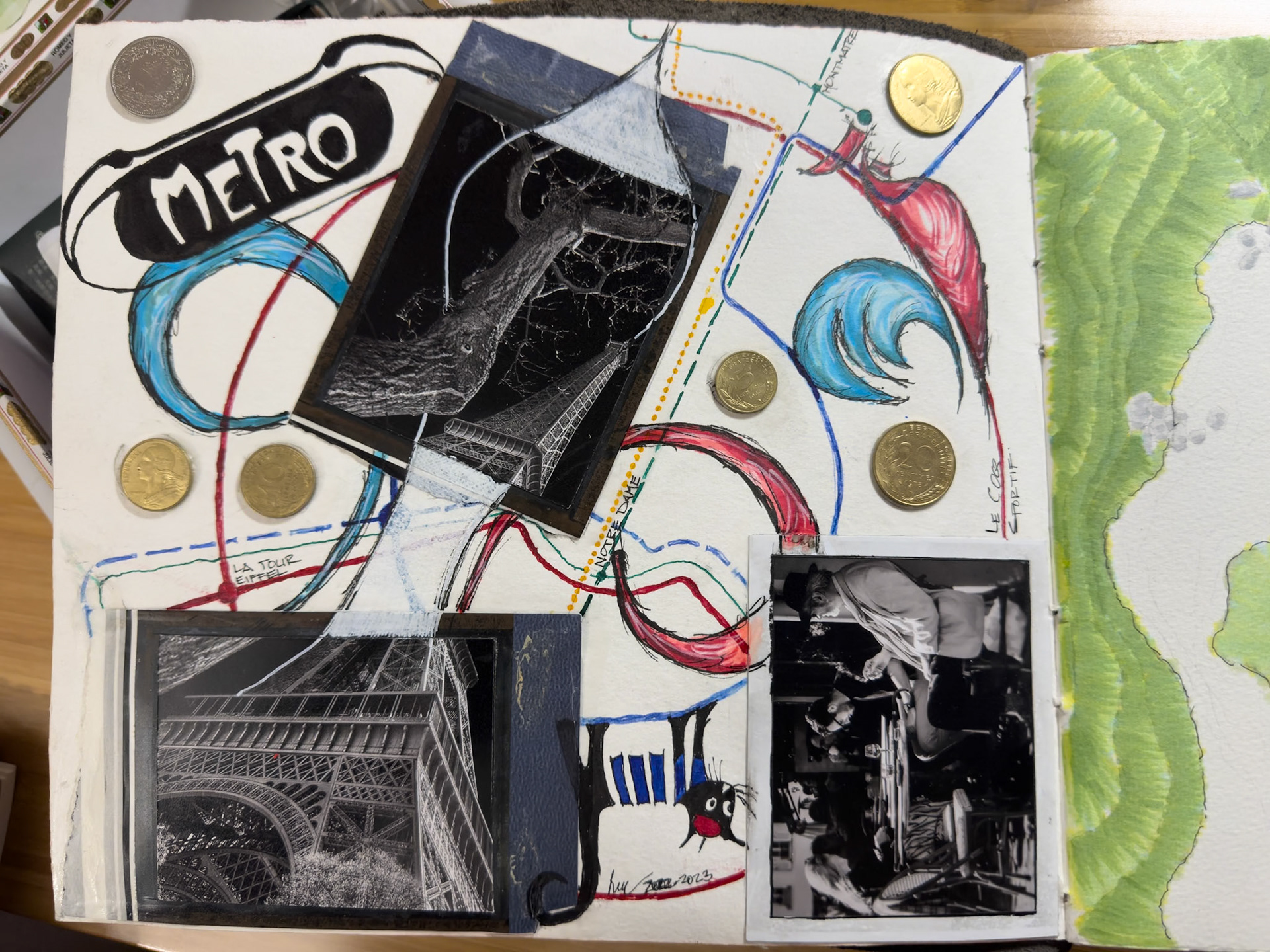 paris metro map collage