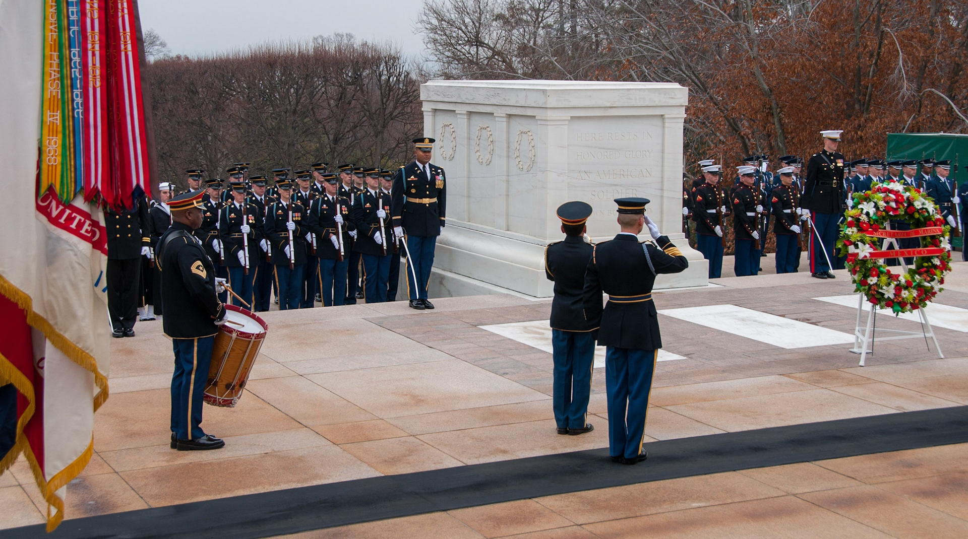laying a wreath for the passing of the Mexican Abassador at Arlington Nation Cemetery