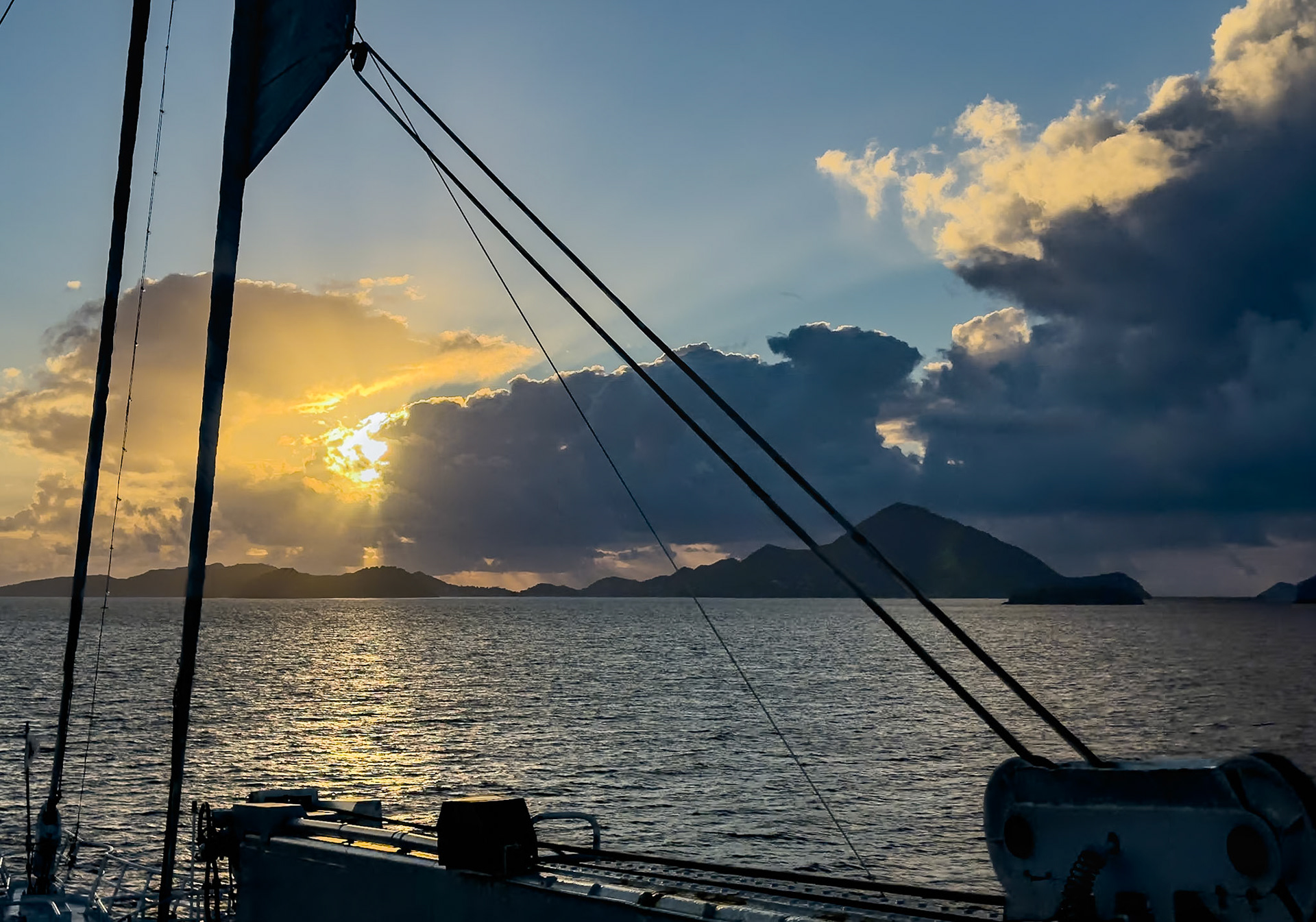 The sunrise provides a welcoming beacon as we make way to Guadeloupe