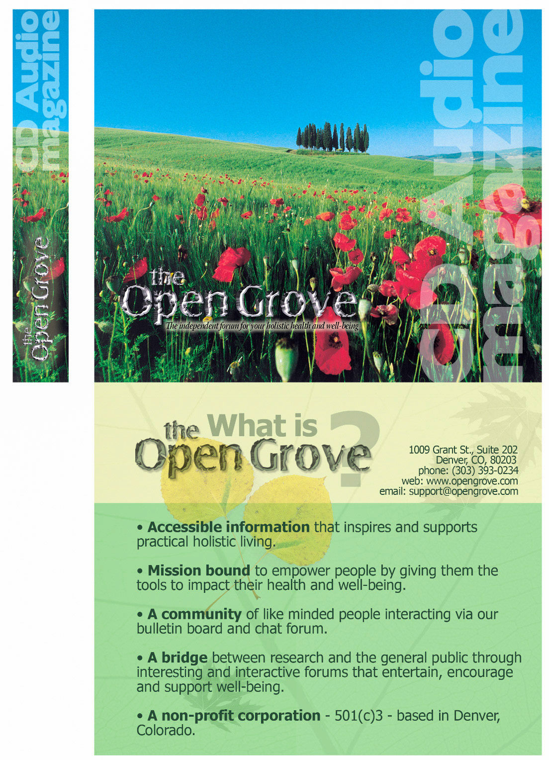 label for box set of Audio CD's. Client: The Open Grove