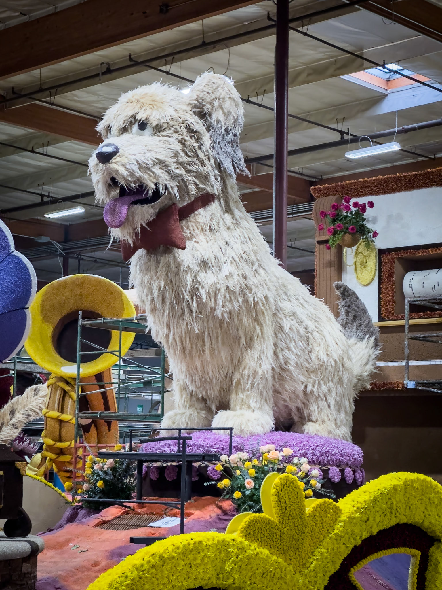 The Kiwanis float is taking shape.