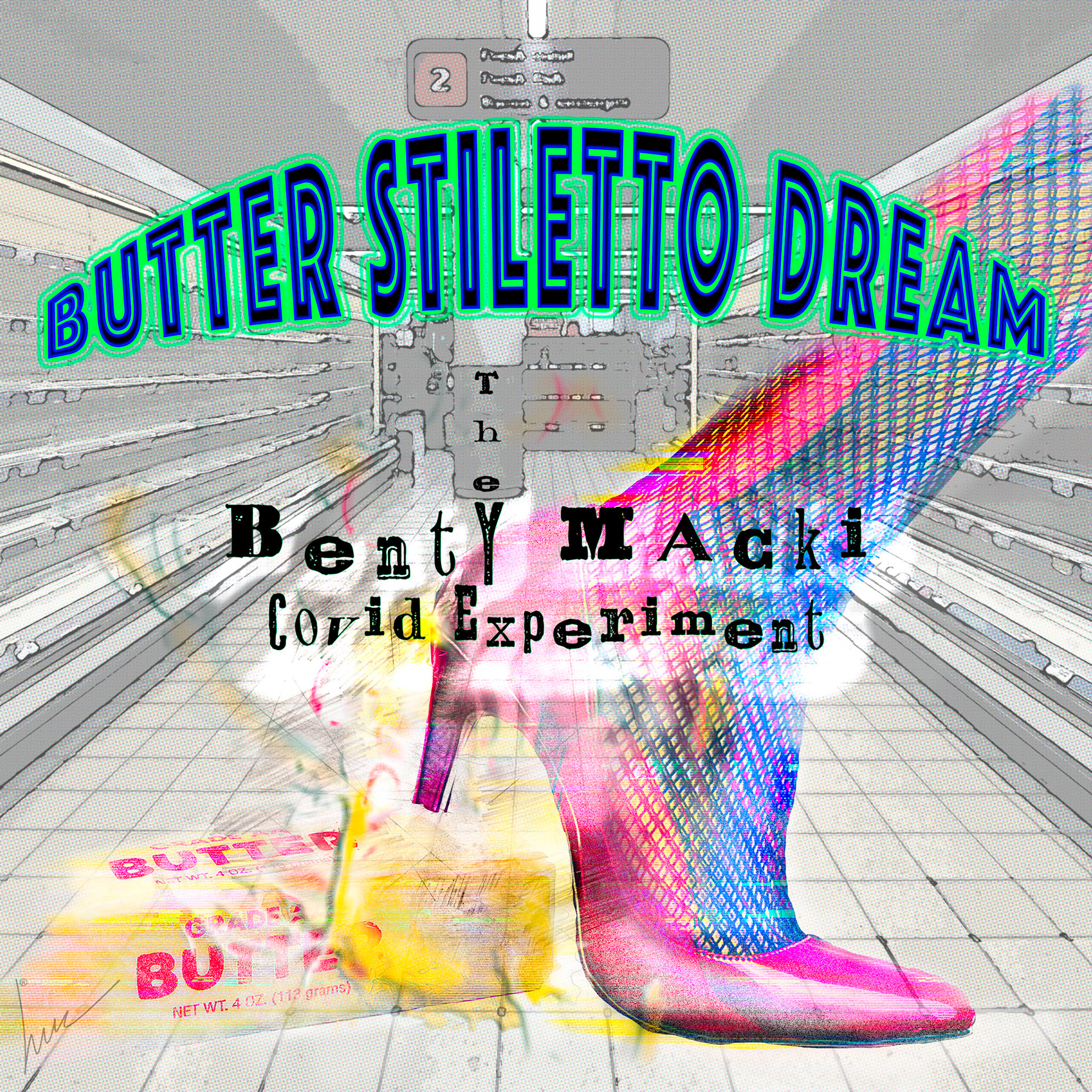 My brother-in-law Dave Macki is a terrific guitarist with a local group SubFLoor. Here's a little project he asked for some cover art for their original work titled BUTTER STILETTE DREAM.