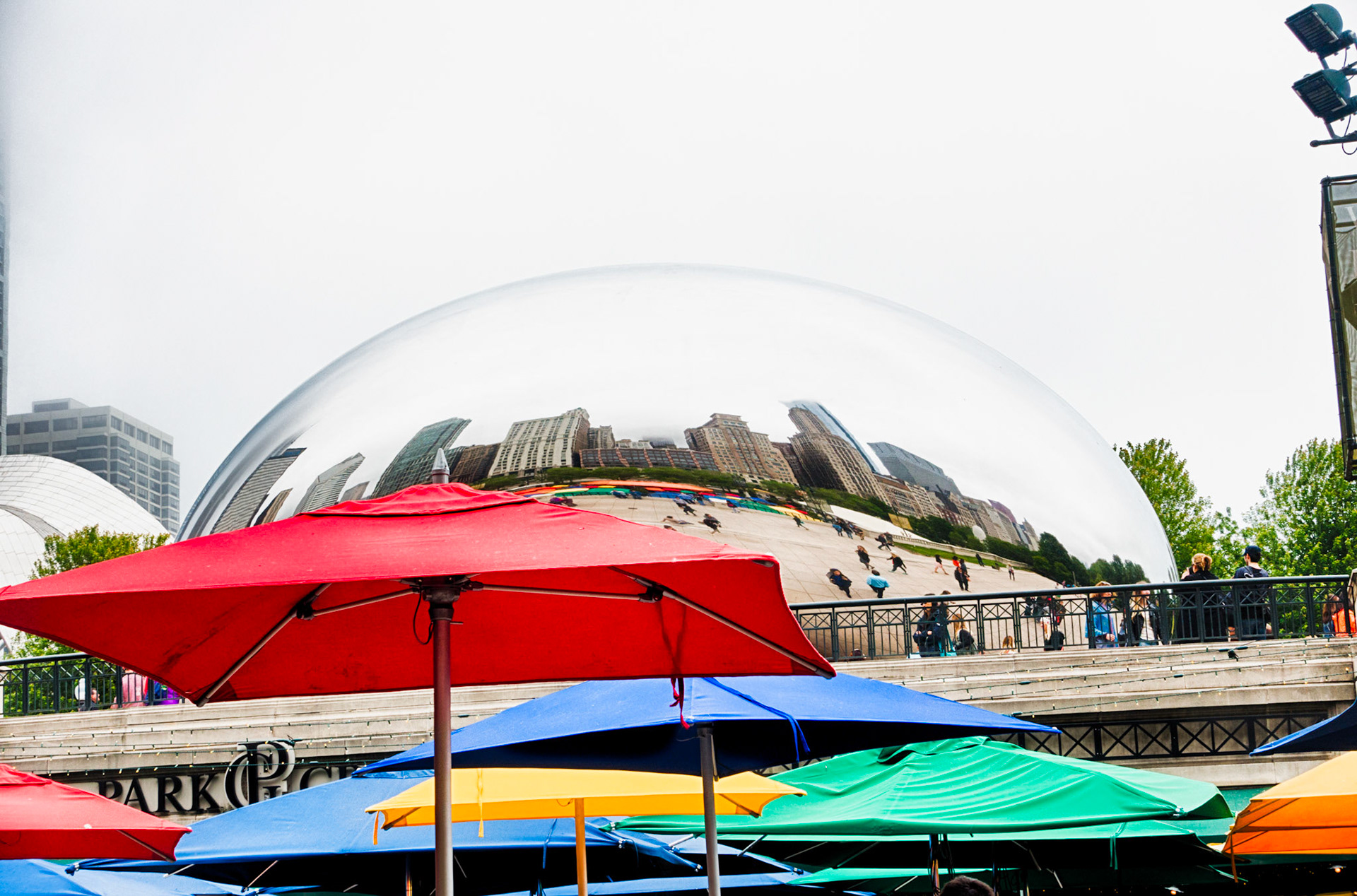 Reflection of the Chicago skyline in Cloud Gate at Millennium Park - Color
