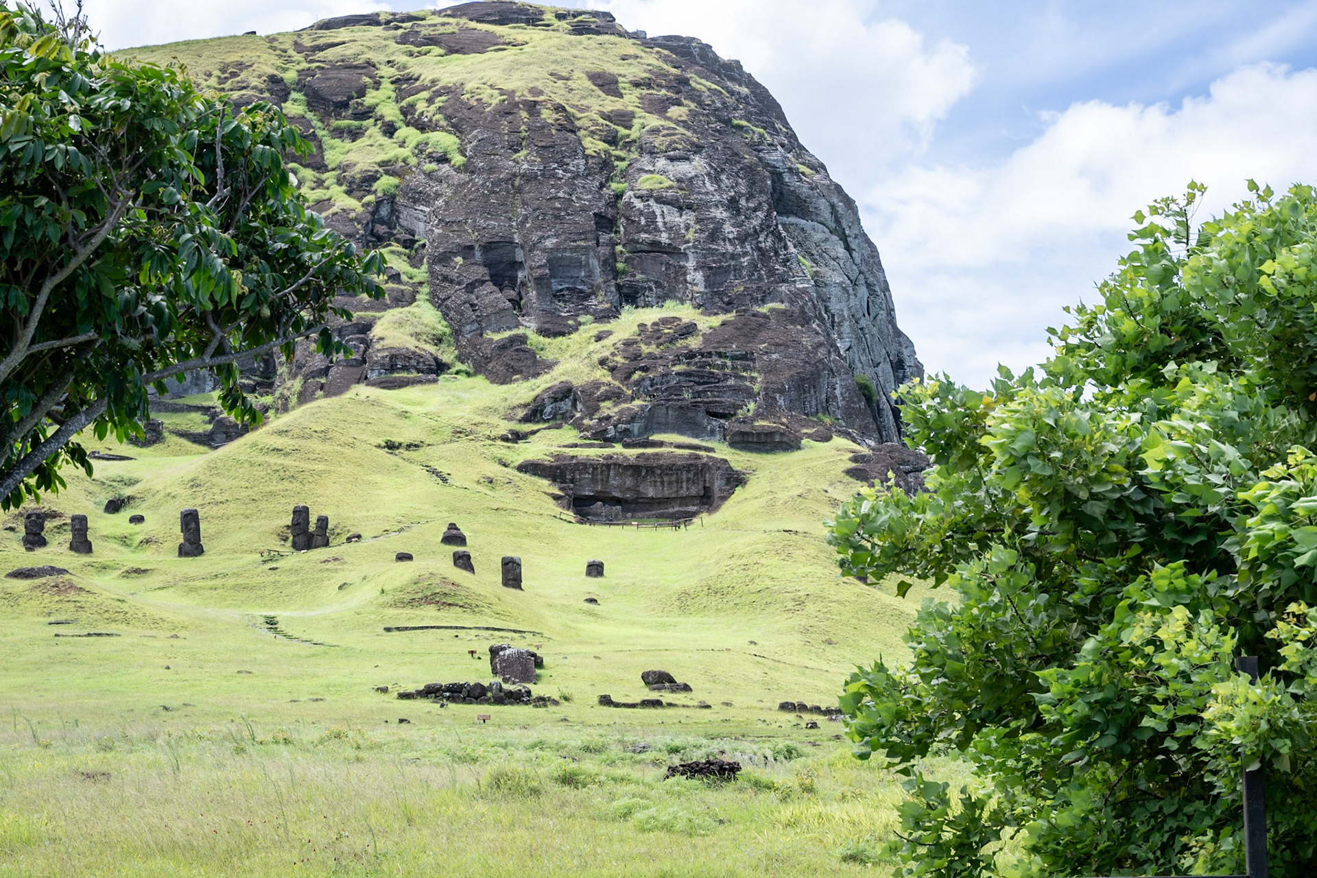 All Moai were carved from lava in this area then moved to other areas of the island. Reminder that occured in circa AD1400~1600...ground transportation was provided by "Arm Strong" movers :-D