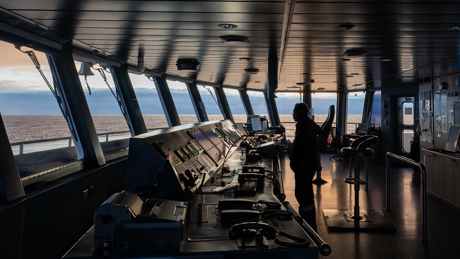 Sunrise on the bridge of the Magellan Explorer