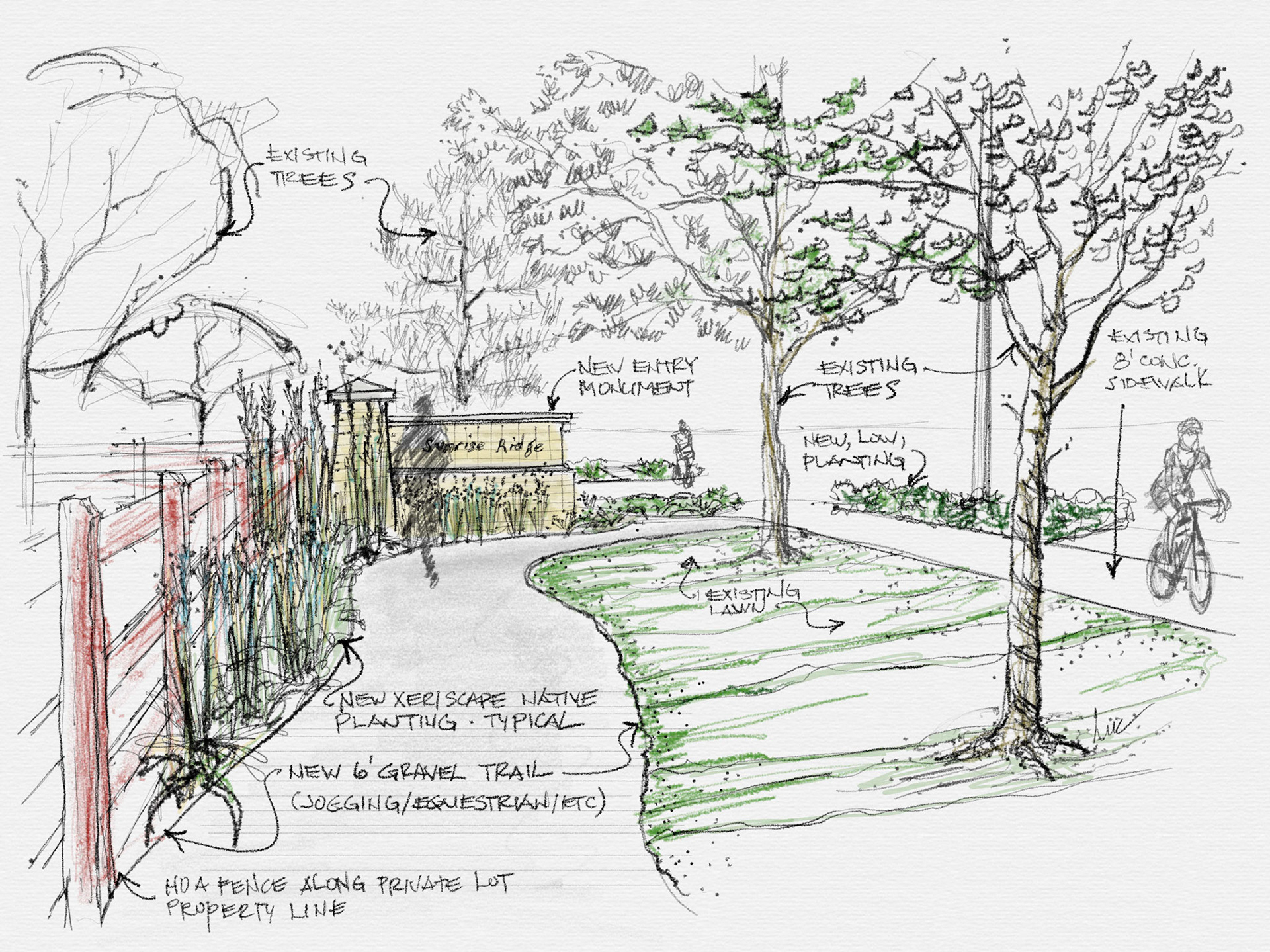 Digital perspective dooe for a seating area. Reminds me I should grab a photo of what it looks like today :D c. 2016