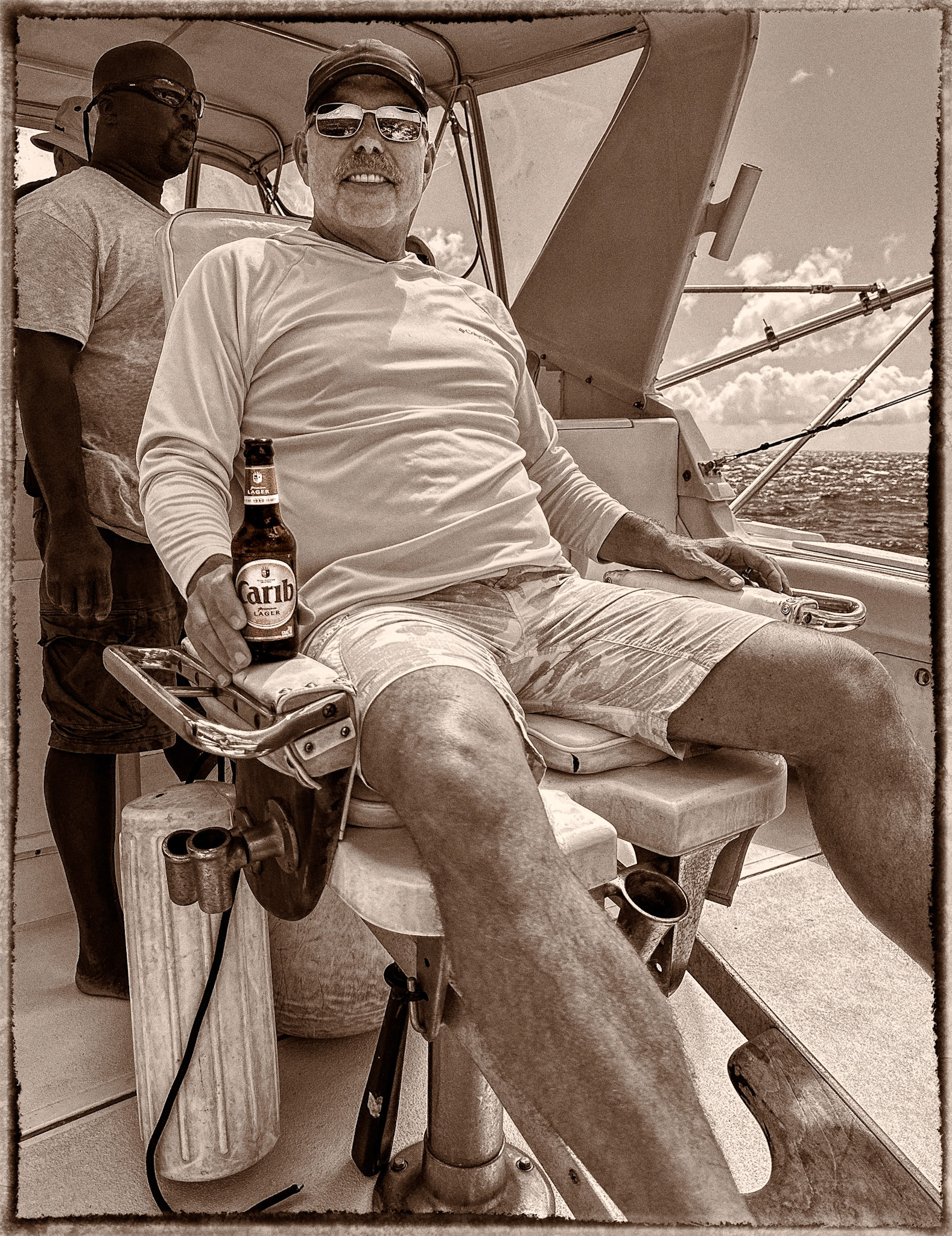 John (aka captain Carib) waiting in style for the fish to bite