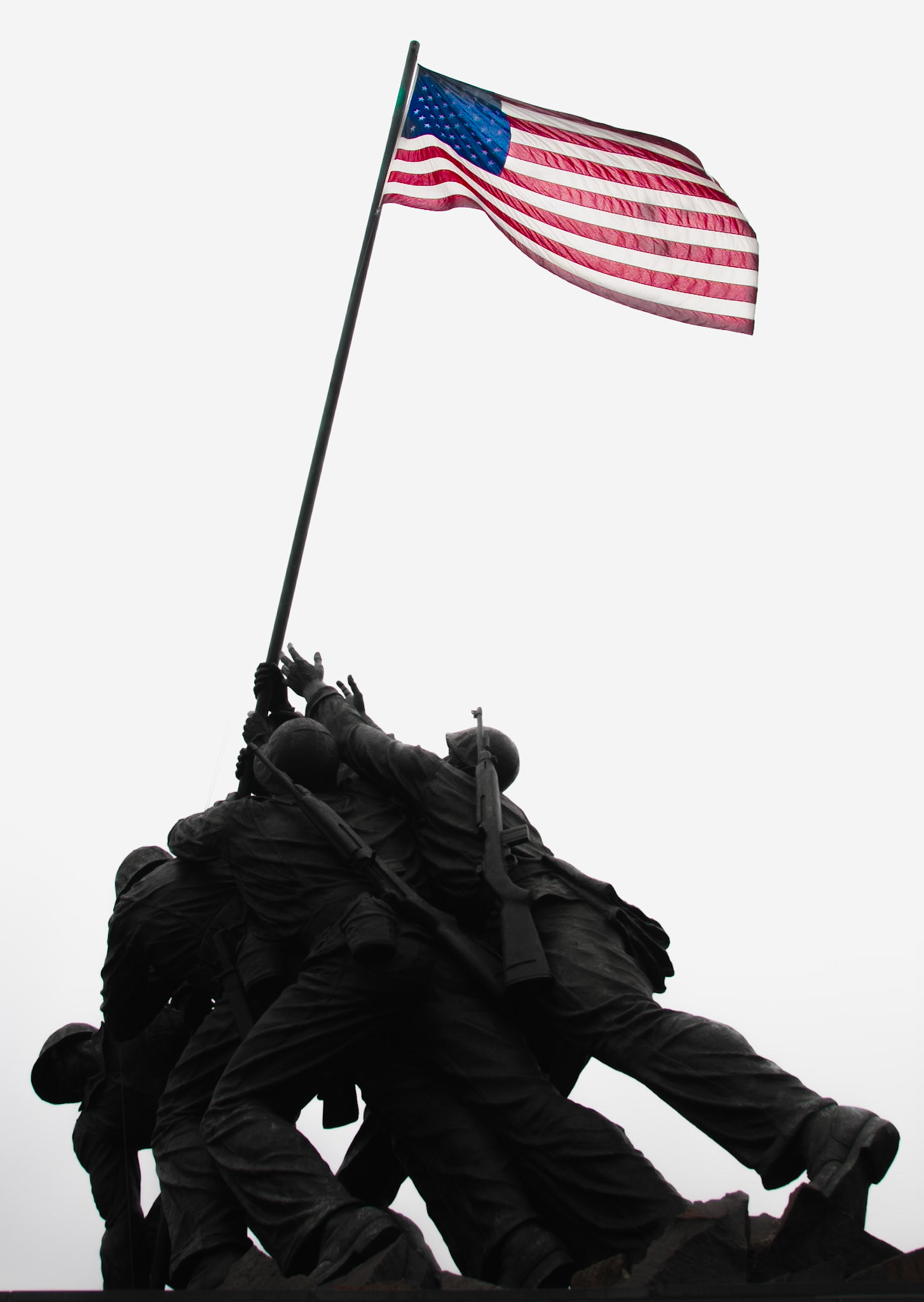 Yet another stoic moment as 'ole glory waves in the breeze at the History of the Marine Corps Memorial in Arlington National Cemetery.