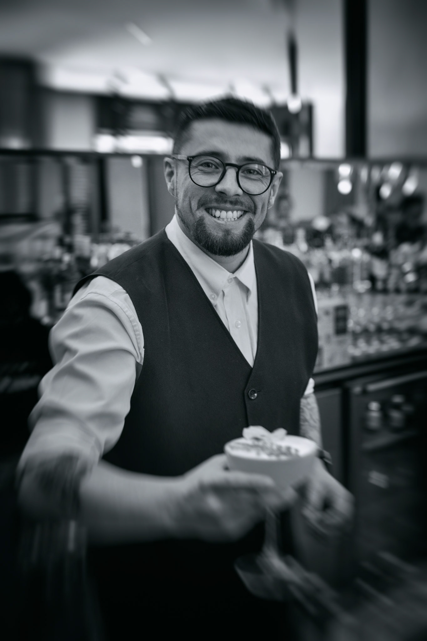 Our bartender at the Hotel Cabo De Hornos introducing Paula to the Pisco Sour!