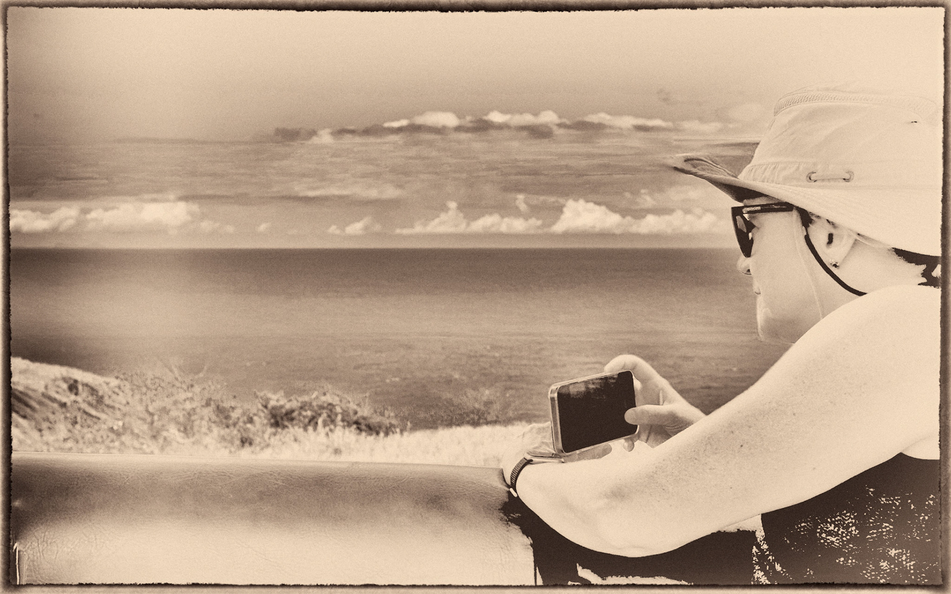Paula capturing a moment as we take a train ride around the island