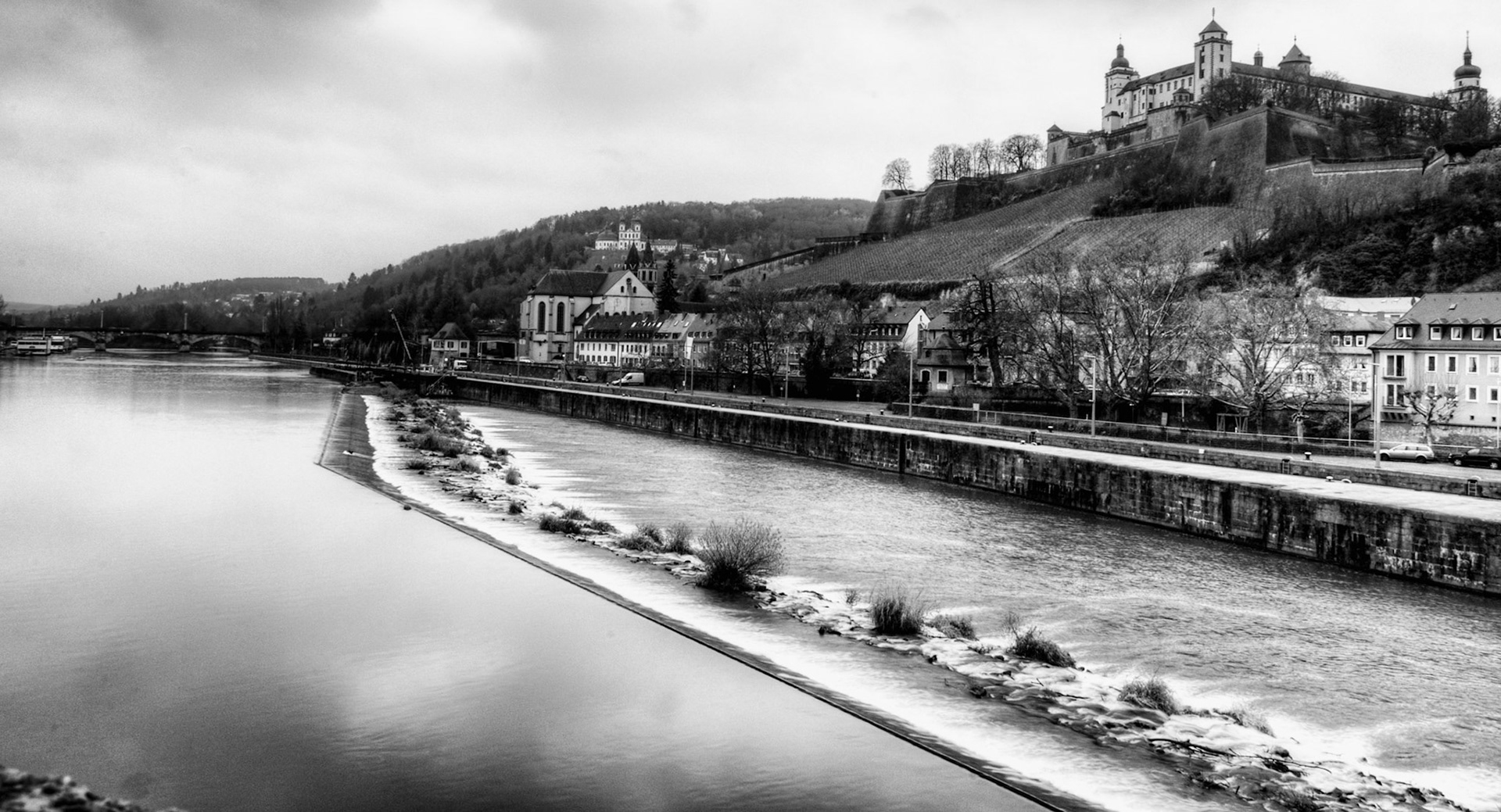 A European rural feel with the Fortress Marienberg perched above the Main River, Germany