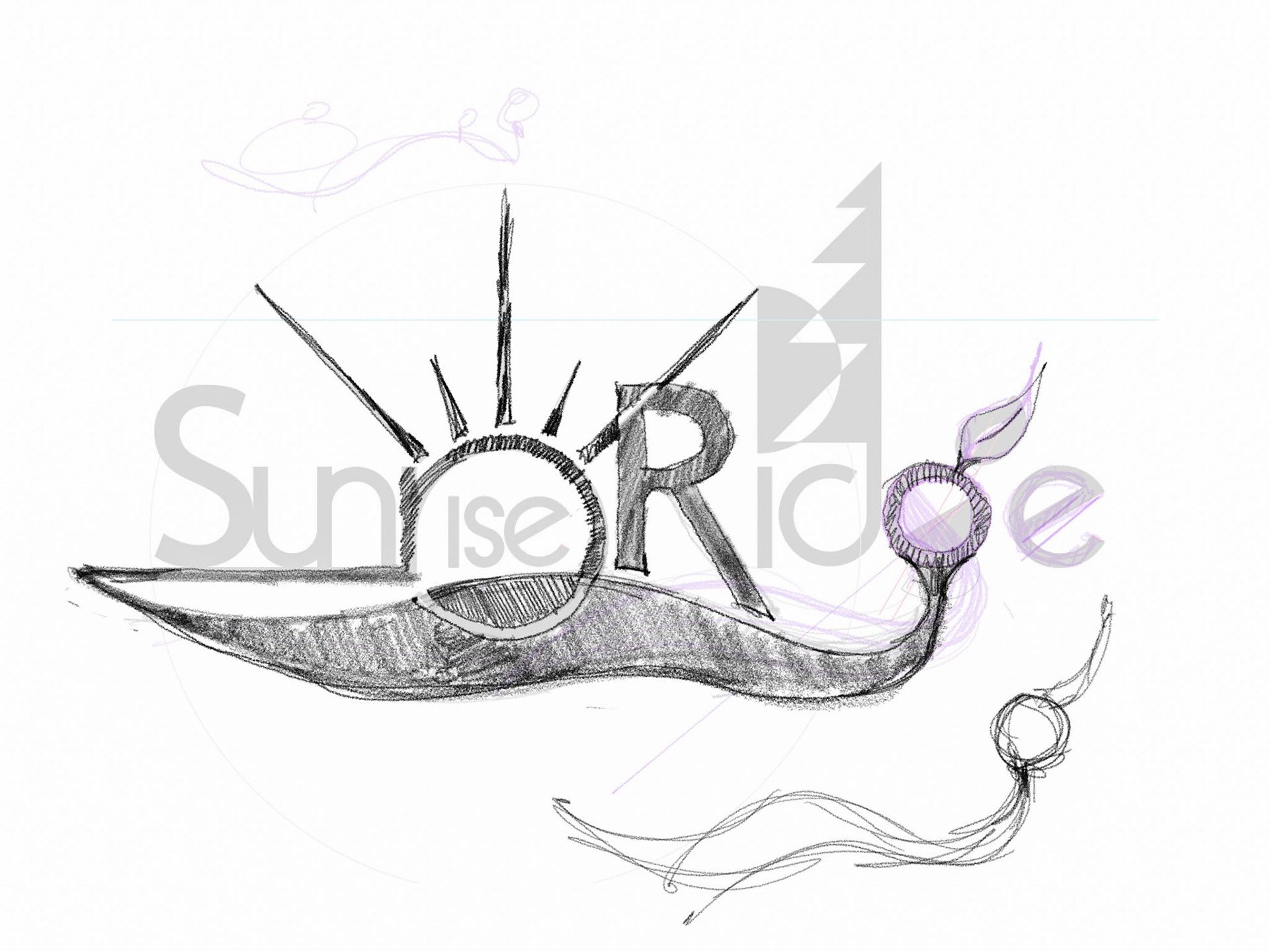 Personal development - a sequence of logo design concept sketches for logo concepts for black and white or color print, and online presence for a Colorado Home Owners Association