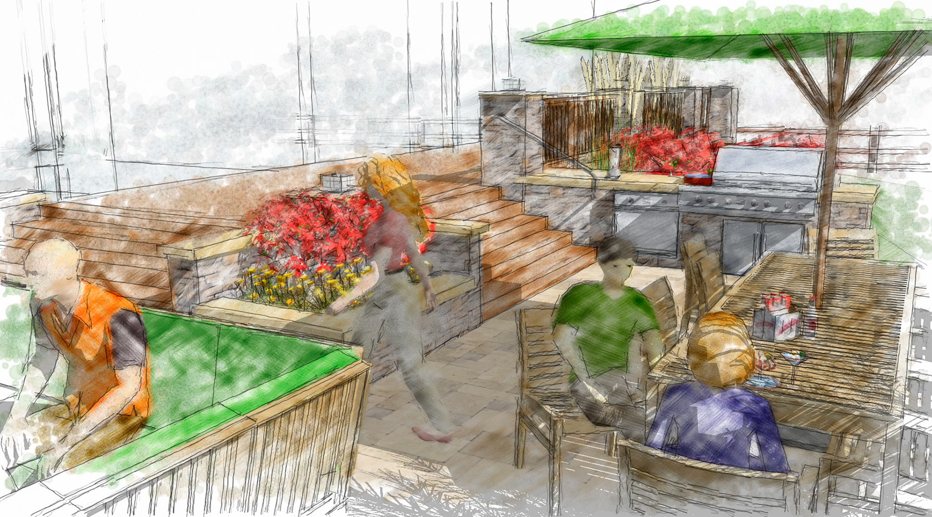 2012: dome digital watercolor concepts for our backyard renovation