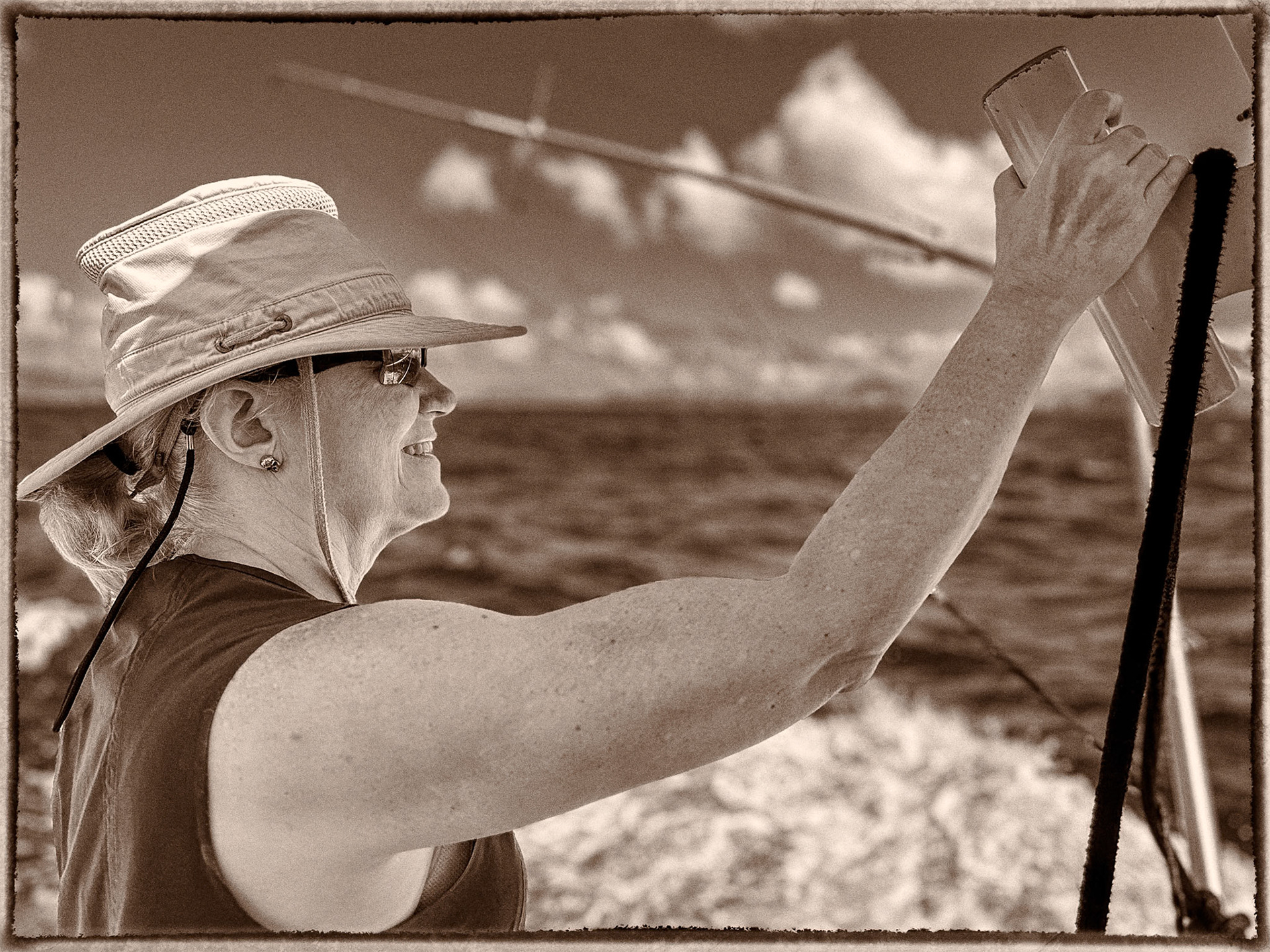 paula all smiles after landing her barracuda (likely largest of the day)