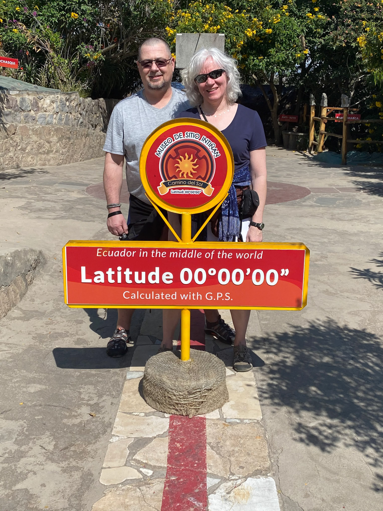 13 Feb 2020: Brian Huculak - Paula Rosson, at the equator in Ecuador. Photo credit: unknown