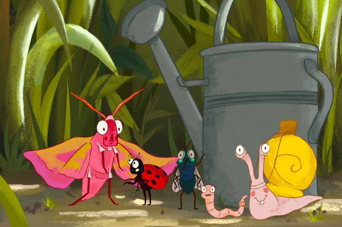 Team photo from bug inspired picture book (uni project)