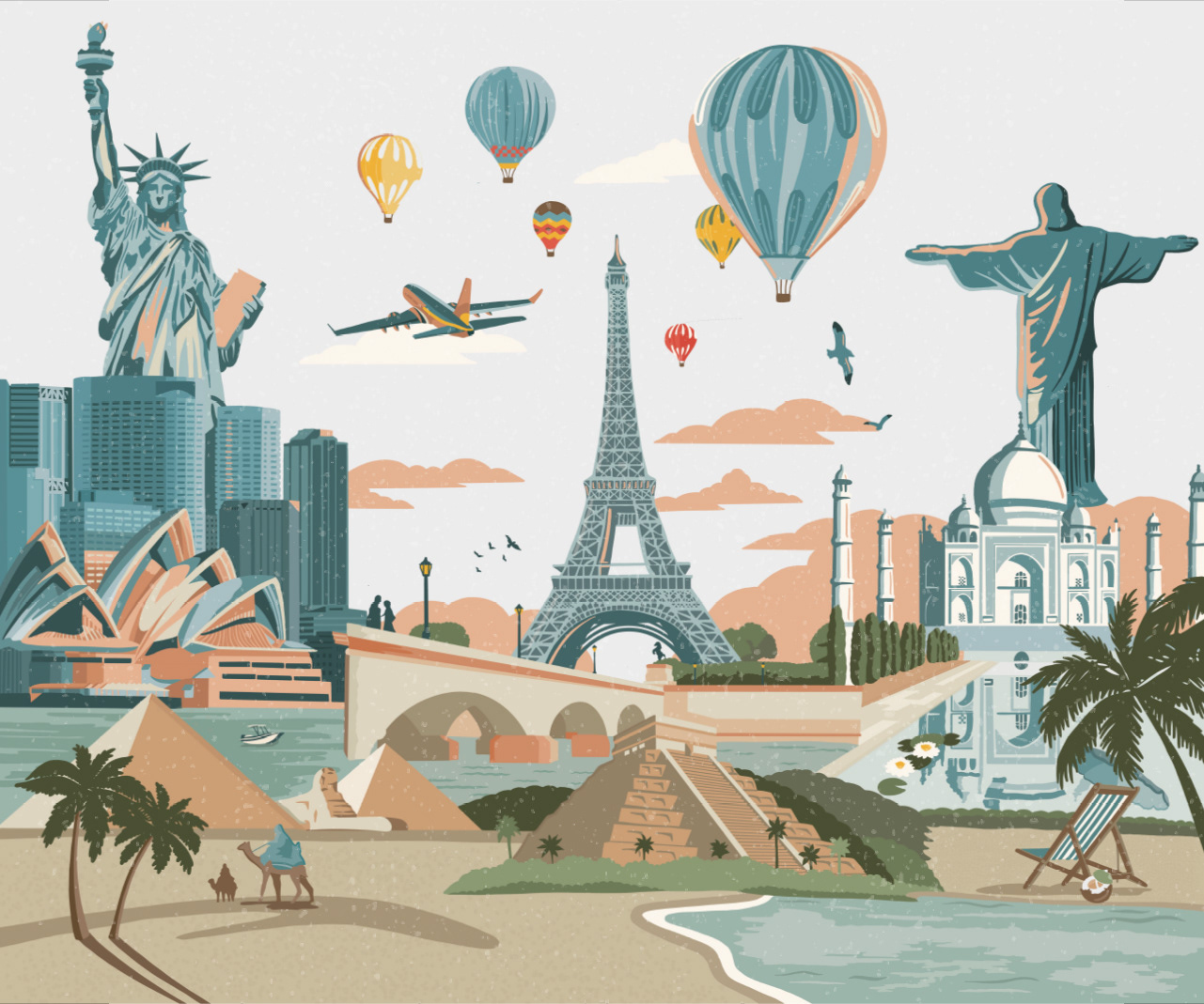 The following project was created for the travel agency Tastil Viajes. The proposal consisted of generating impactful illustrations of both international and domestic destinations in Argentina to attract the public and adorn the new store they would open in one of the city's most commercial areas.