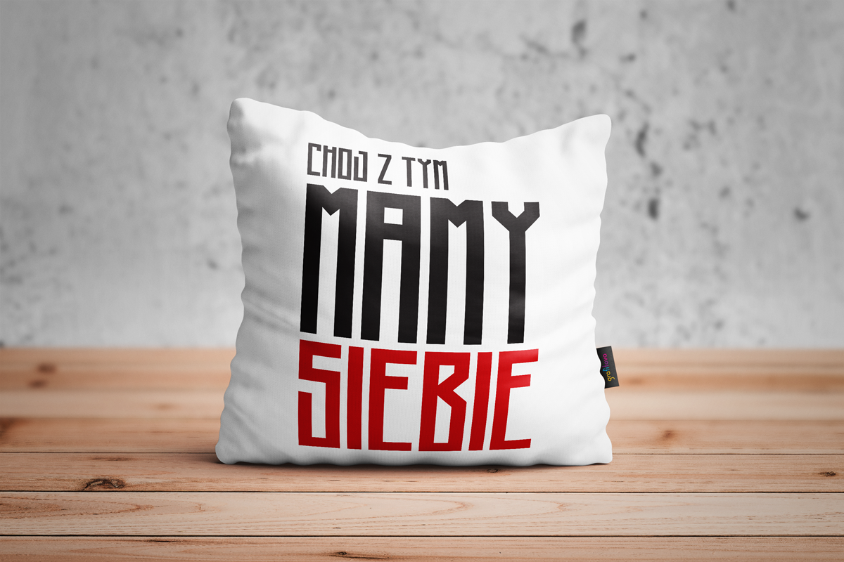 Poszewka na poduszkę biała z nadrukiem