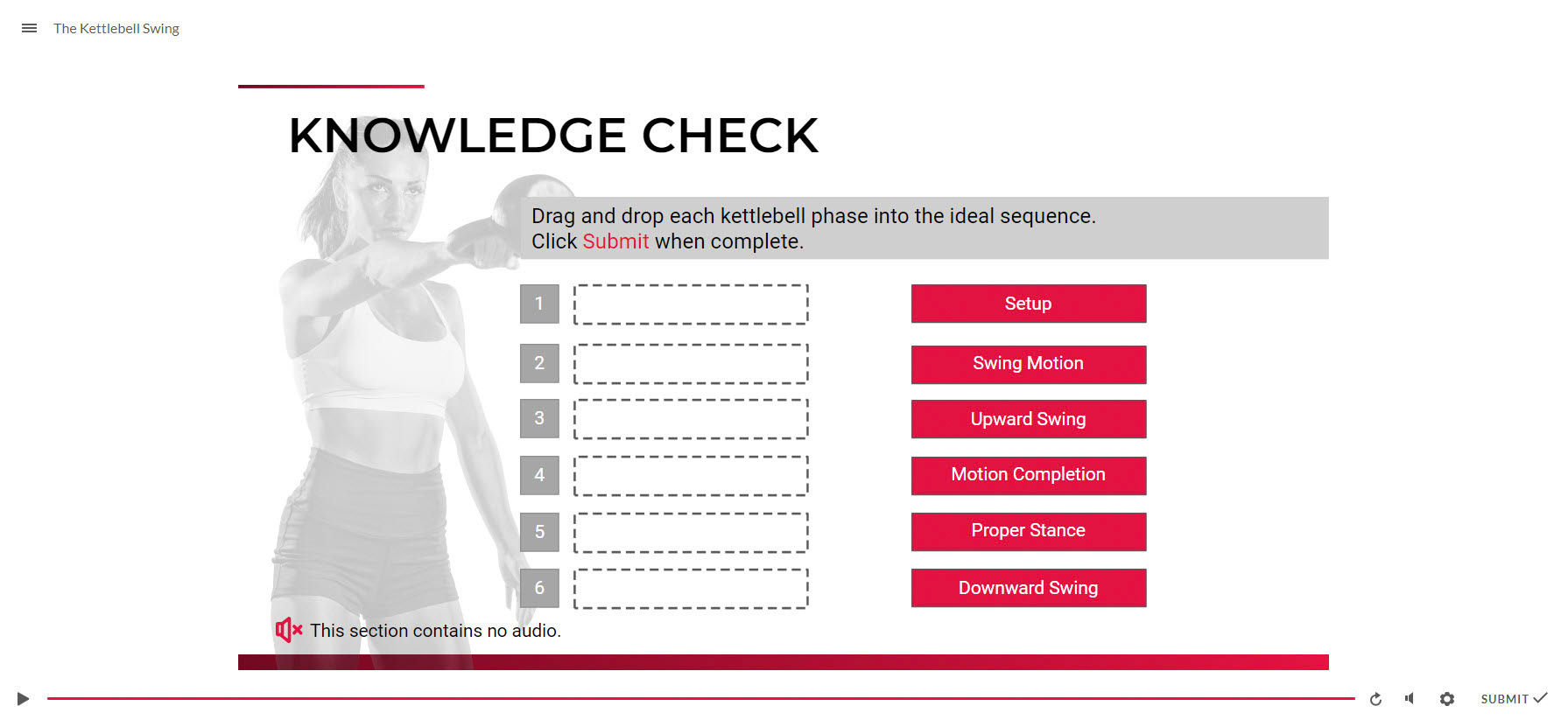 Example of a drag and drop knowledge check