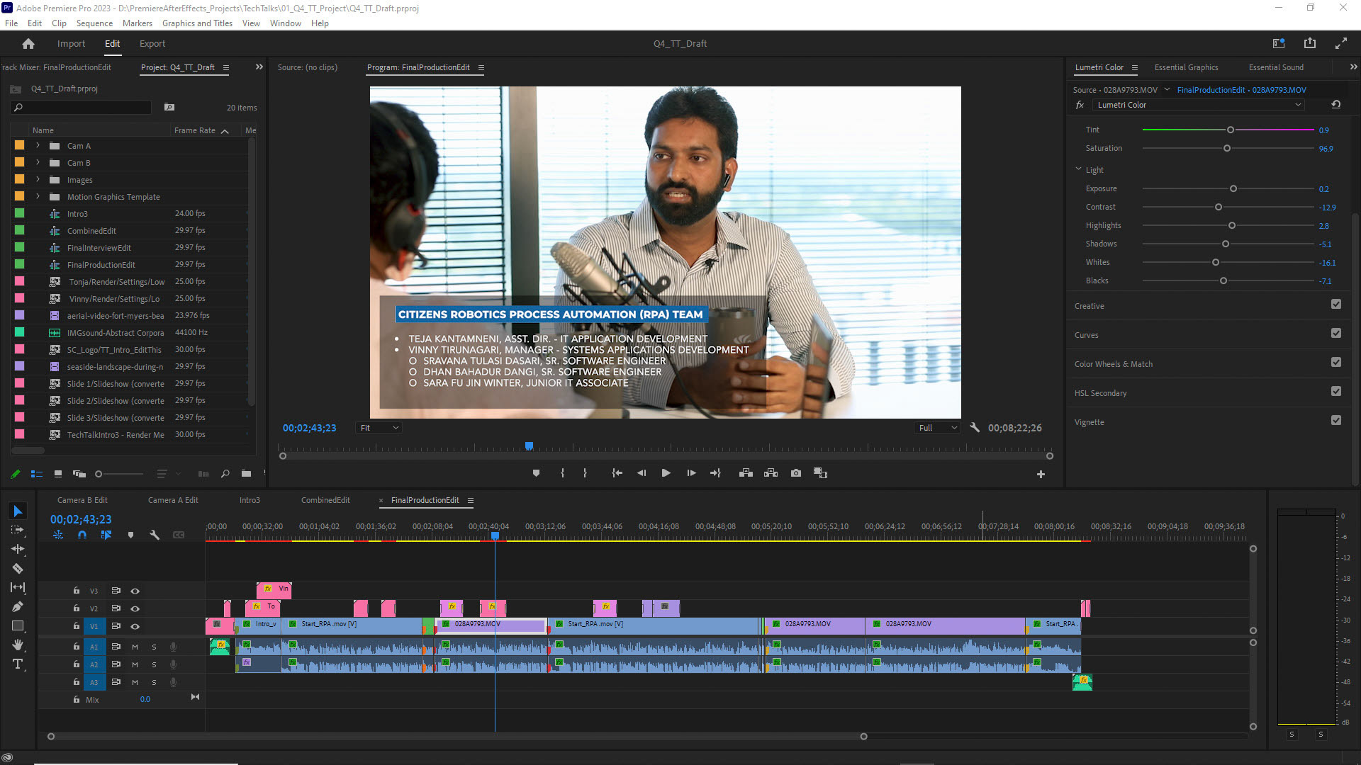 Adobe Premiere workspace