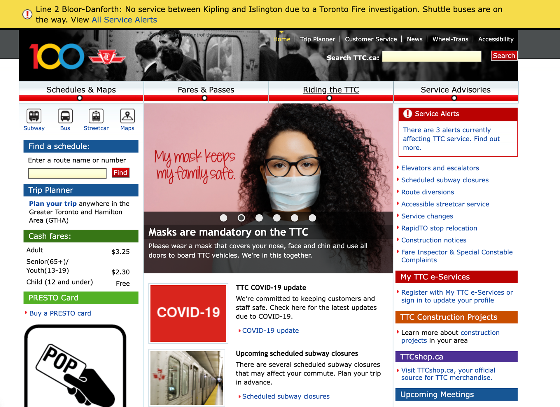Helped design yellow alert bar at top of page.