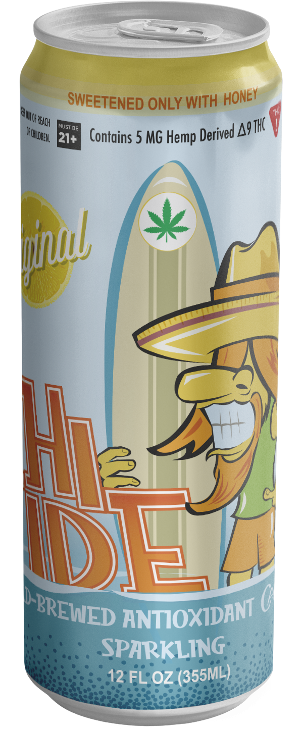 Lightly carbonated Hi Tide THC Tea drink.
