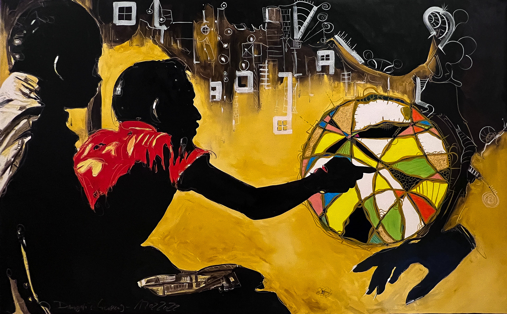 Auszüge - Spiel in zwei Zügen / Abschnitt 4 - Studie 2 in Öl 150 x 80 