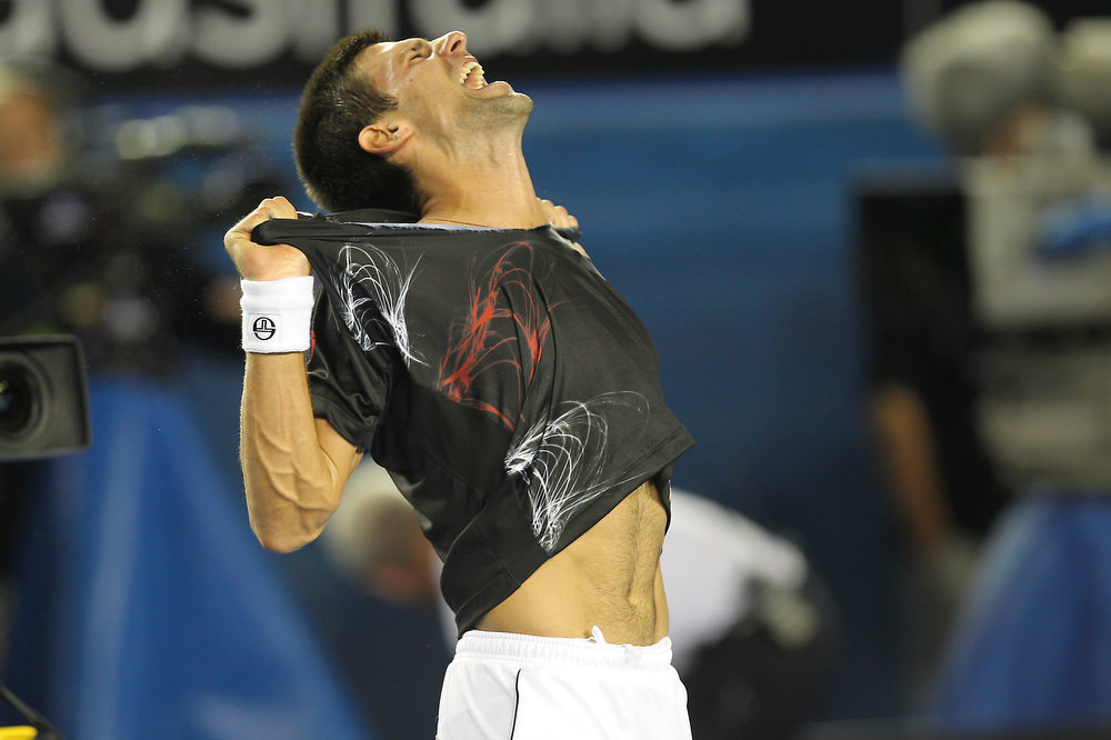 Novak Djokovic (SRB)2012 AUSTRALIAN OPEN TENNIS - MEN'S FINAL - 29TH JAN 2012Images from the 2012 Australian Open Men's Final at Rod Laver Arena, Melbourne, Victoria, AUSTRALIA.This image is for Editorial Use Only.  Any further use or individual sale of the image must be cleared by application to the Manager Sports Media Publishing (SMP Images). PHOTO BRETT CROCKFORD SMP IMAGES