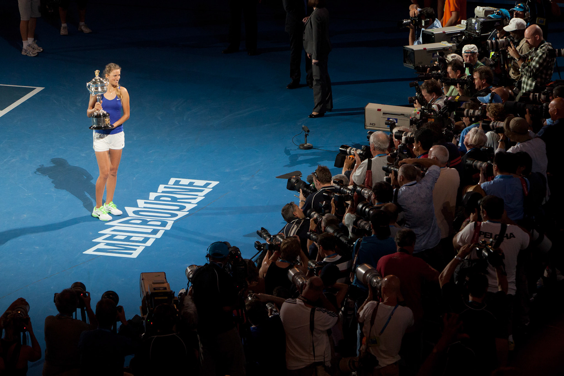Victoria Azarenka (BLR)2012 AUSTRALIAN OPEN TENNIS - WOMEN'S FINAL - 28TH JAN 2012Images from the 2012 Australian Open Women's Final at Rod Laver Arena, Melbourne, Victoria, AUSTRALIA.This image is for Editorial Use Only.  Any further use or individual sale of the image must be cleared by application to the Manager Sports Media Publishing (SMP Images). PHOTO BRETT CROCKFORD SMP IMAGES