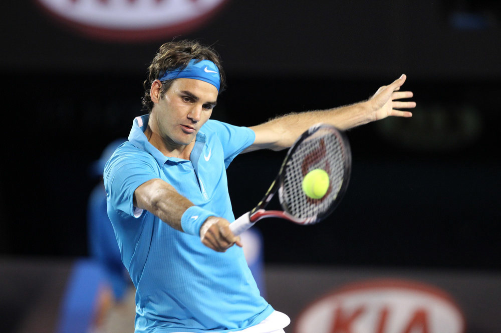 Roger Federer (SUI) 2010 Australian Open Tennis Melbourne Park, Victoria January 18 - 31 2010 © Sport the library/Brett Crockford  Australian Open 2010Melbourne and Olympic ParksMelbourne, VIc, Australia