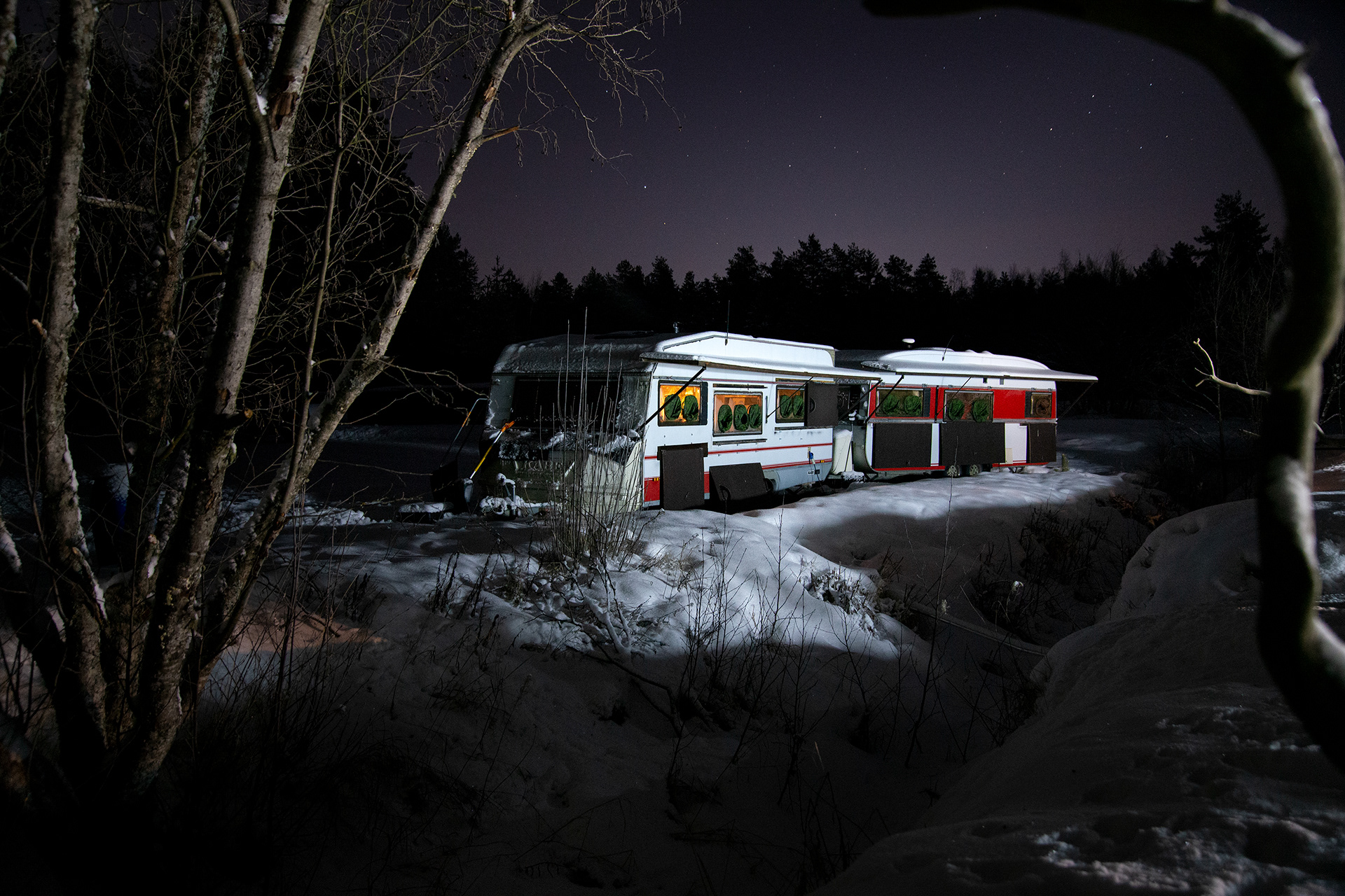 Photo Hide caravan for photographing Goshawk , Kaleva