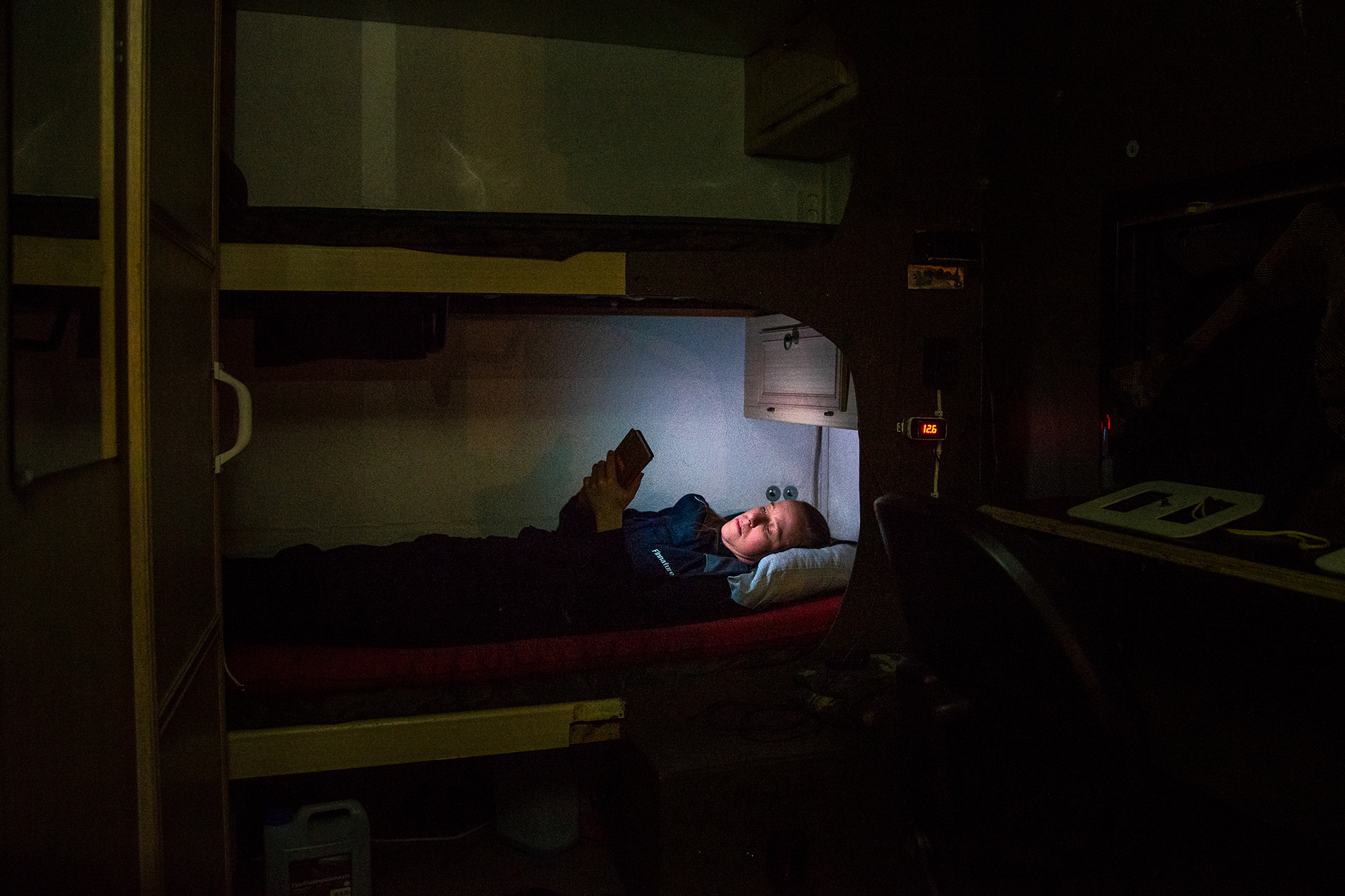 Resting in Photo Hide caravan for photographing Goshawk, Kaleva