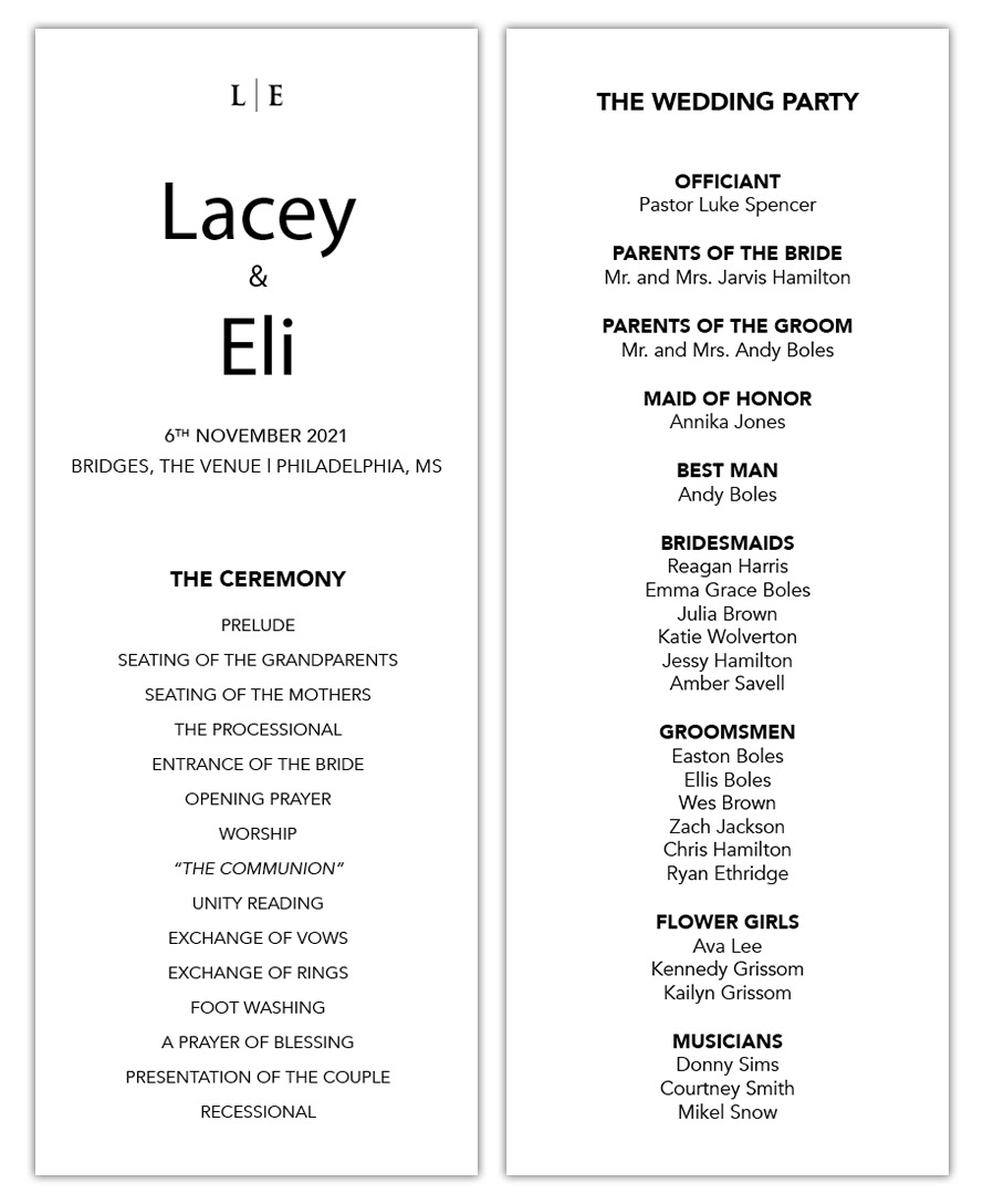 Wedding Program