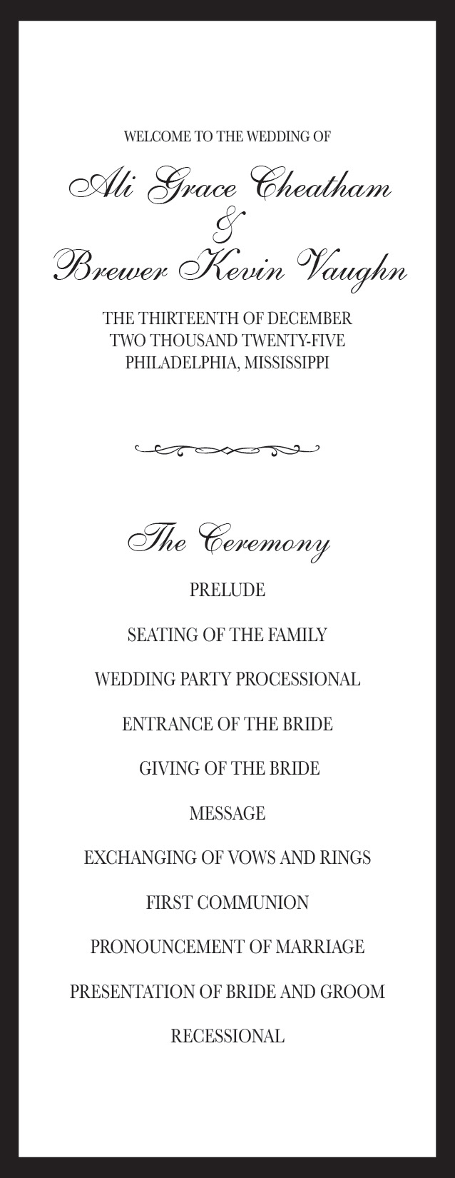 Wedding Program Front
