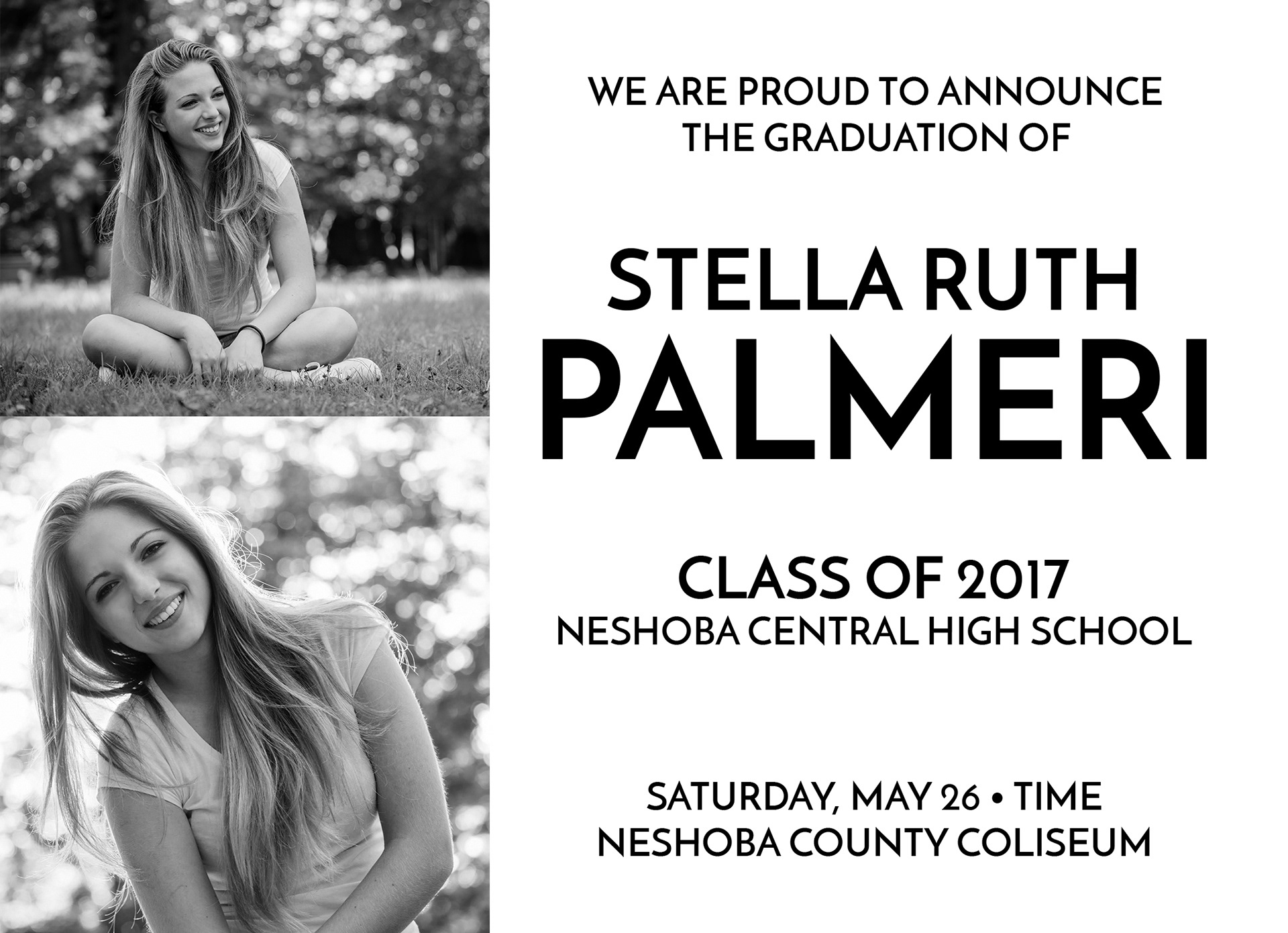Black and White Graduation Invitation
