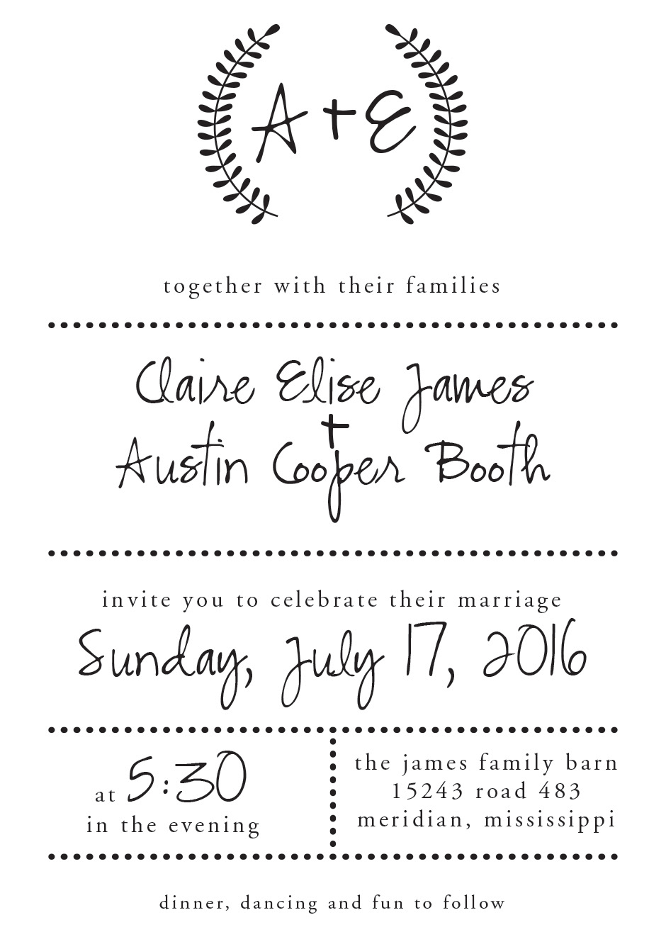 One color Invitation