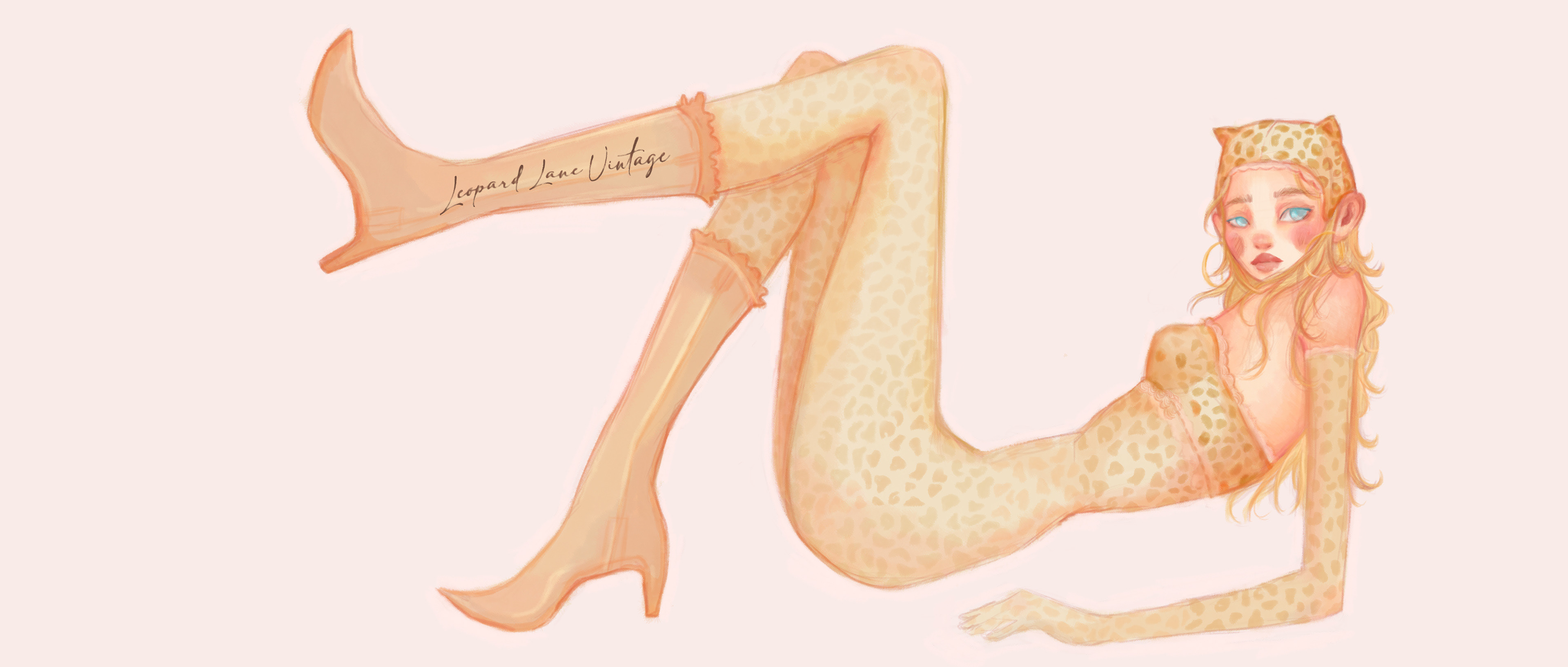 Leopard Lane Vintage website banner, digital