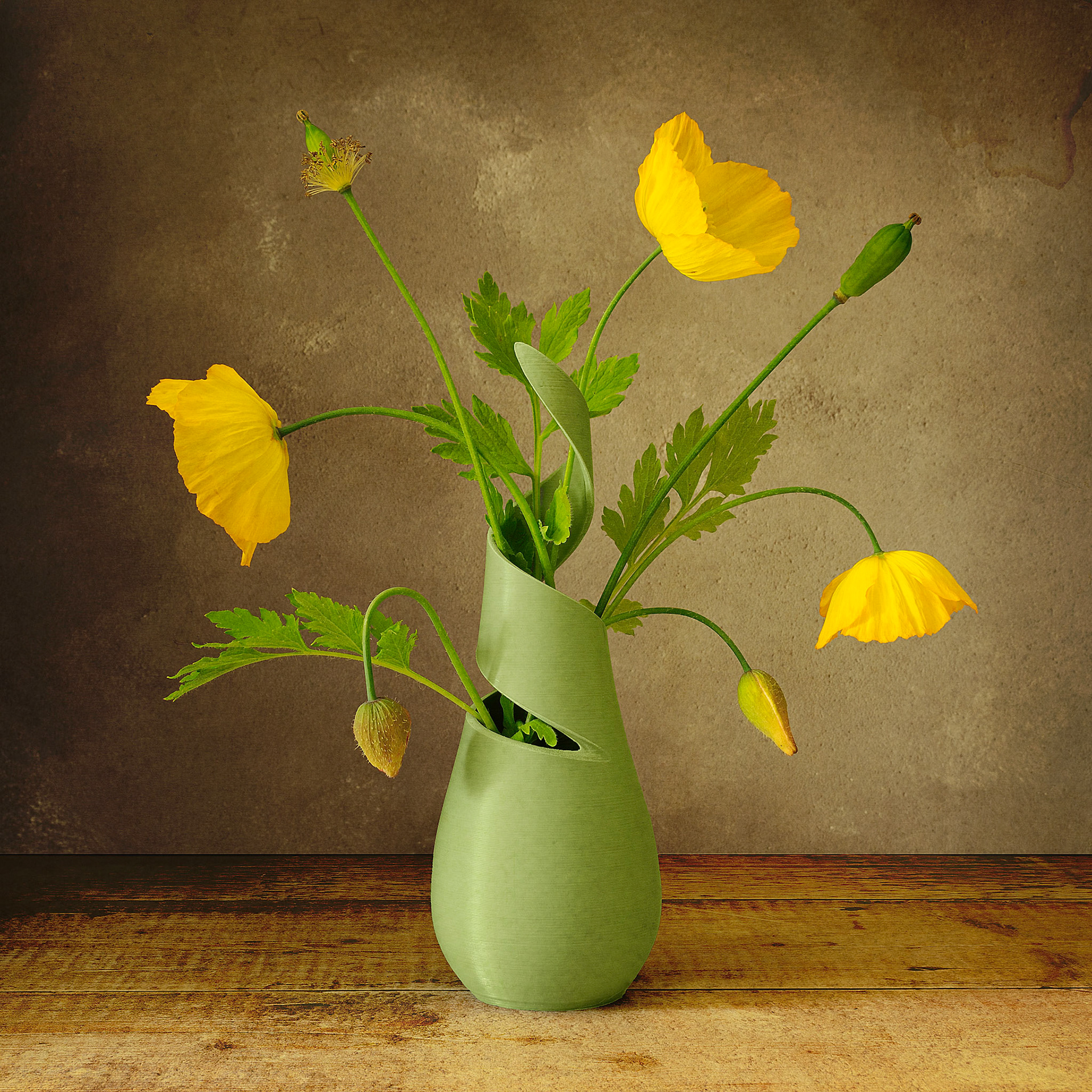Twisted Vase with Poppies