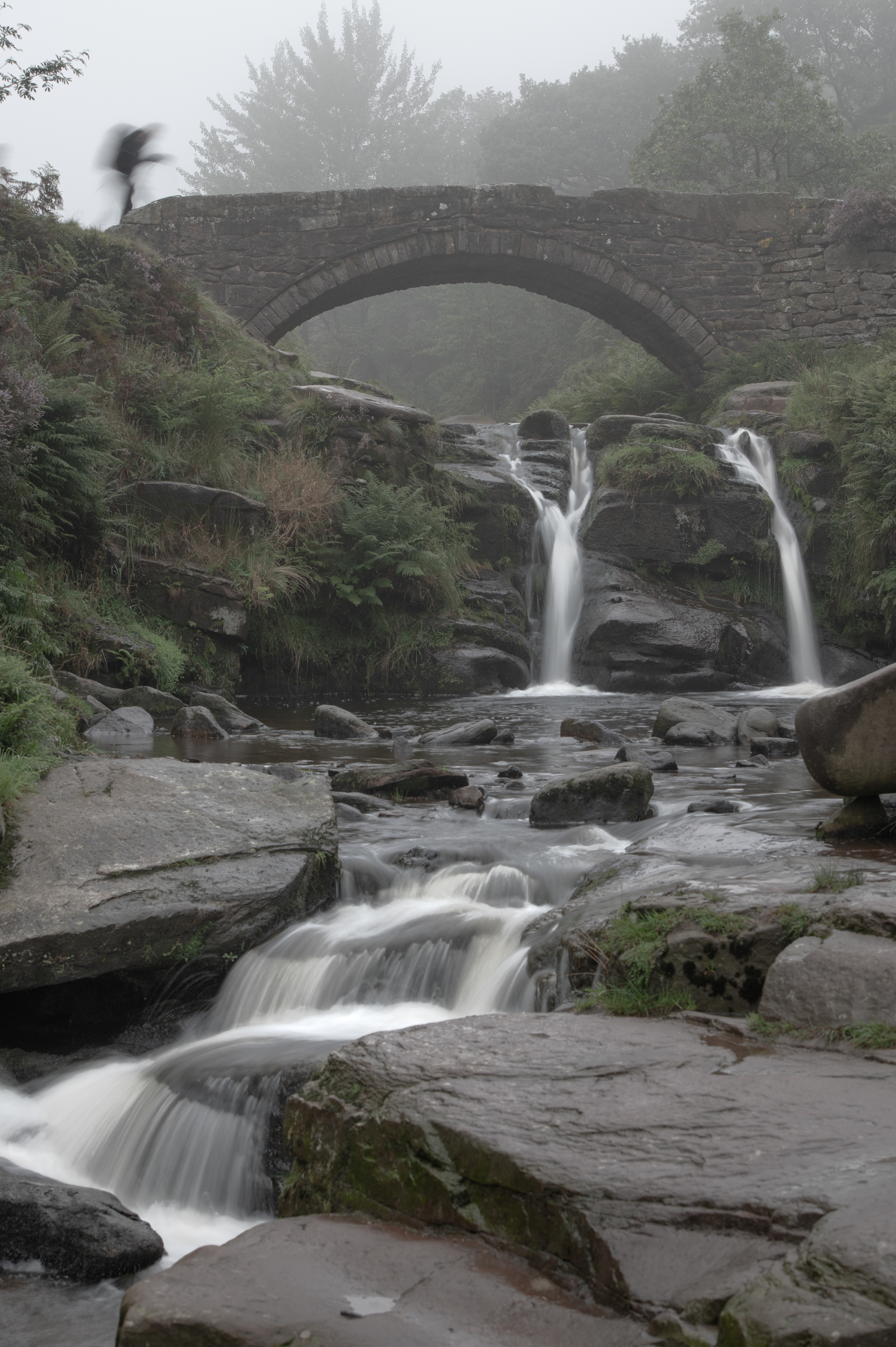 Hiker on the Bridge, Three Shires Head