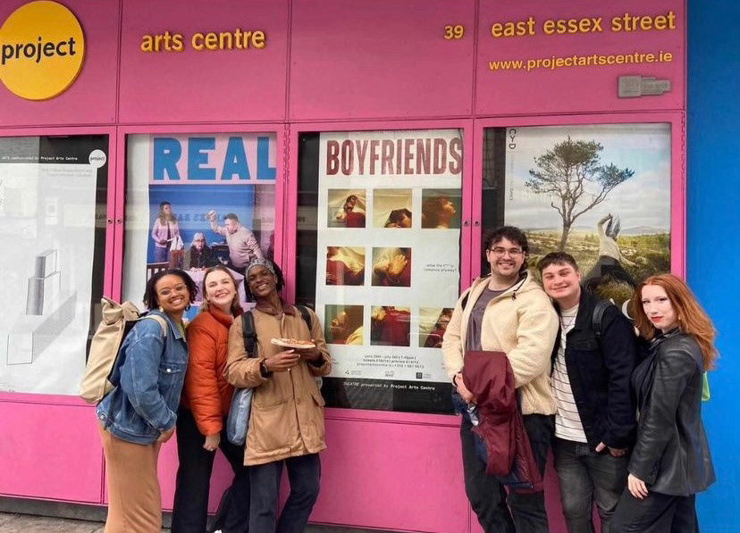 The Production Team and Cast Members Outside Dublins Project Arts Centre