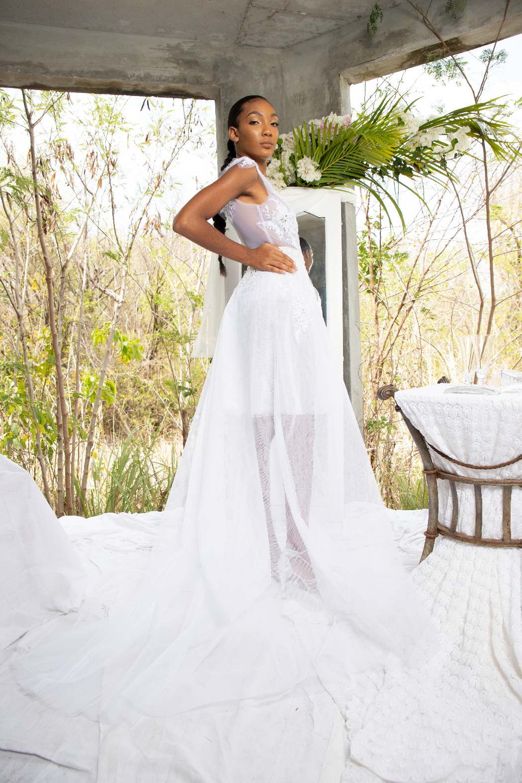Mariée Lauryne voile de tulle