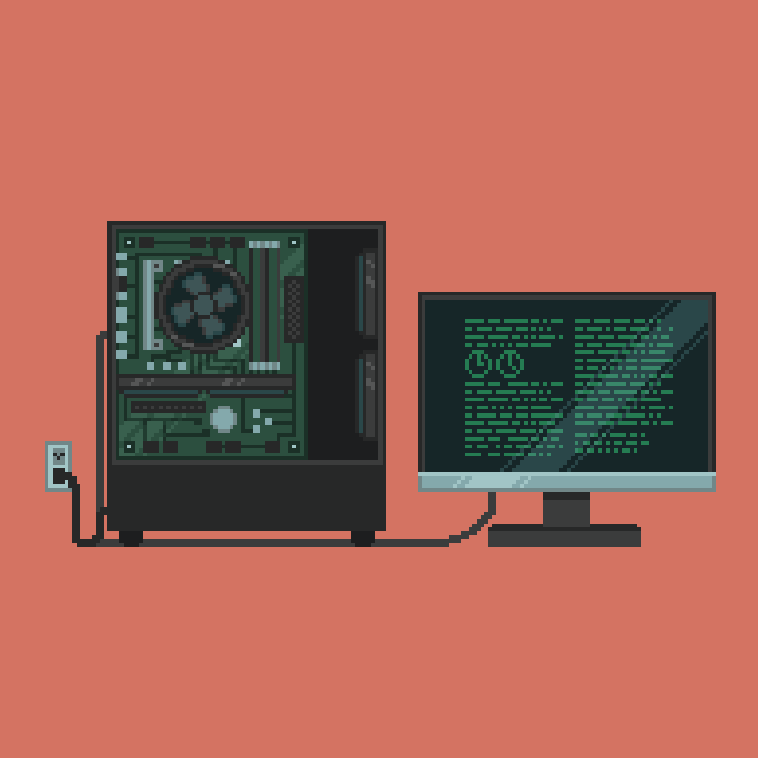 Pixelated PC animaton.