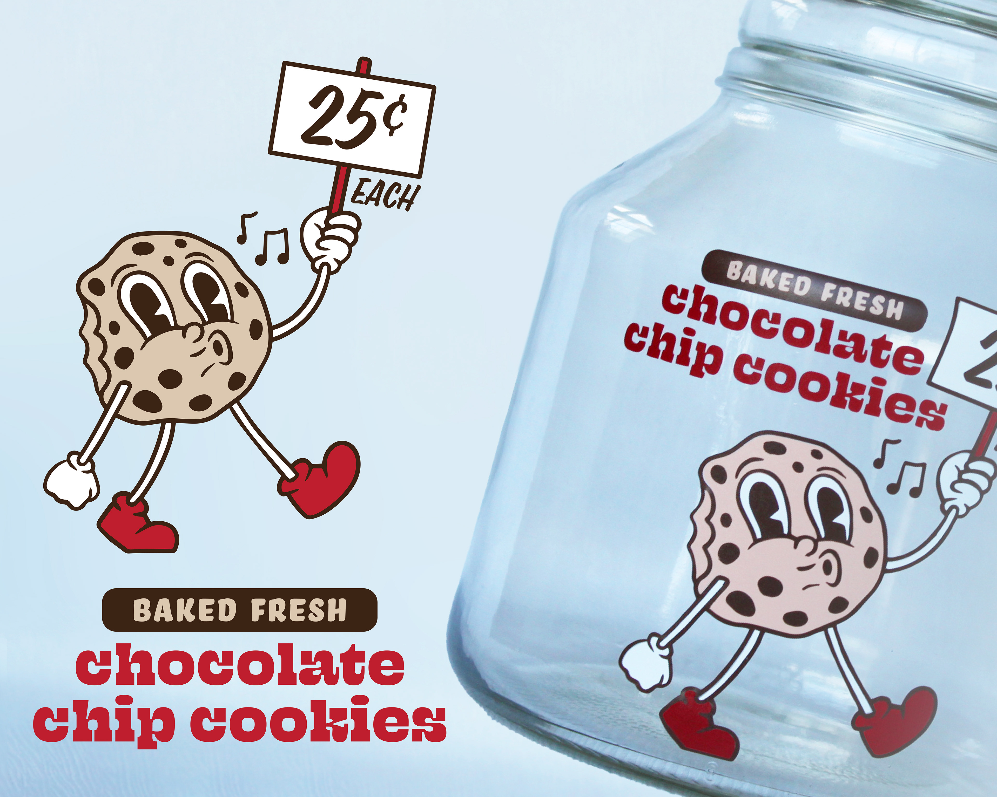 Vintage cookie jar, vinyl on glass.