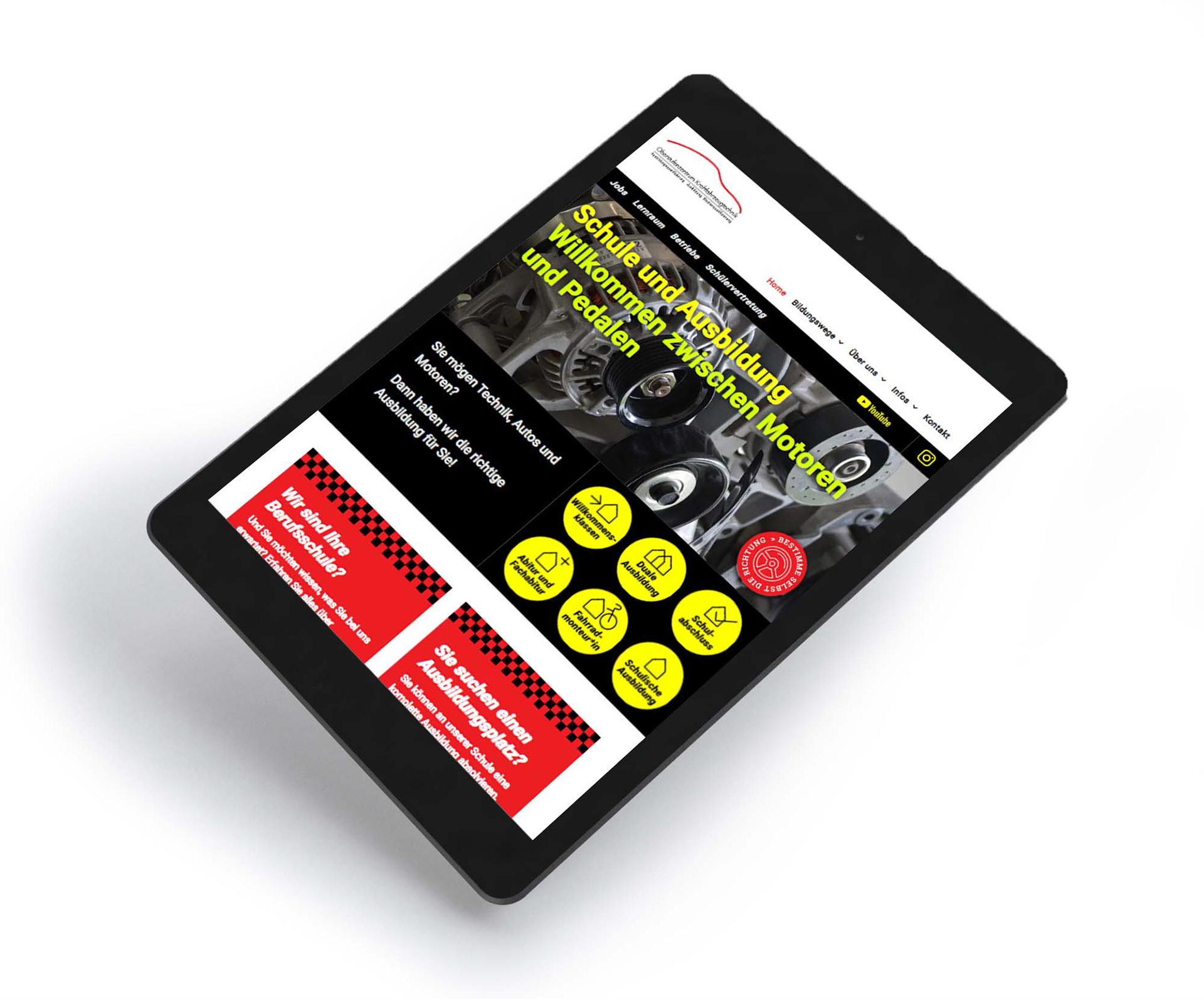 Tablet-Ansicht Startseite