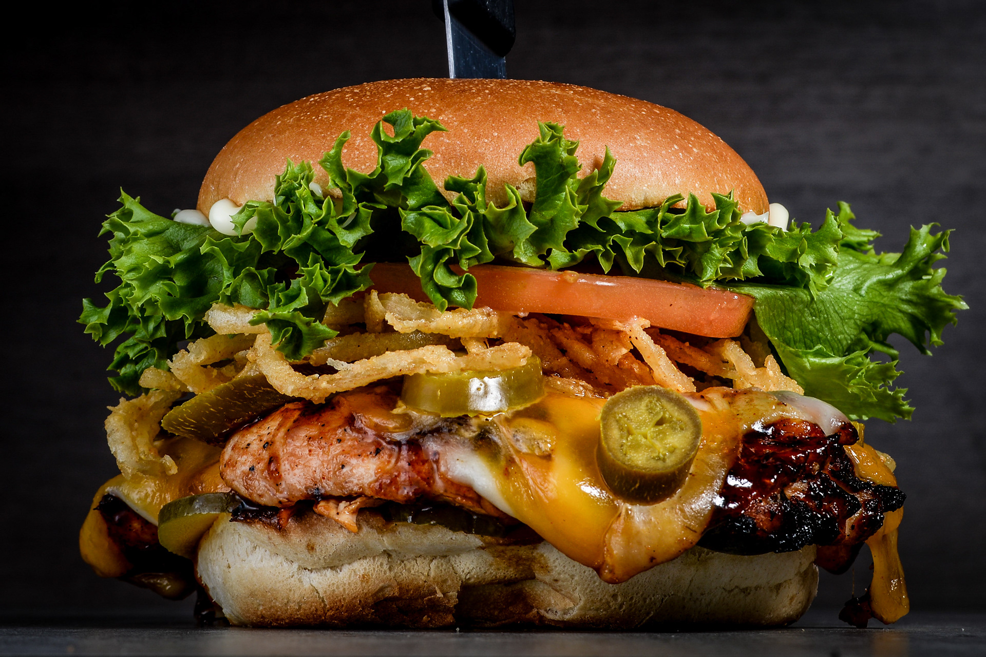 Food shoot for Doubleday's Grill, Centerville, Ohio. The Cowboy Chicken Sandwich.