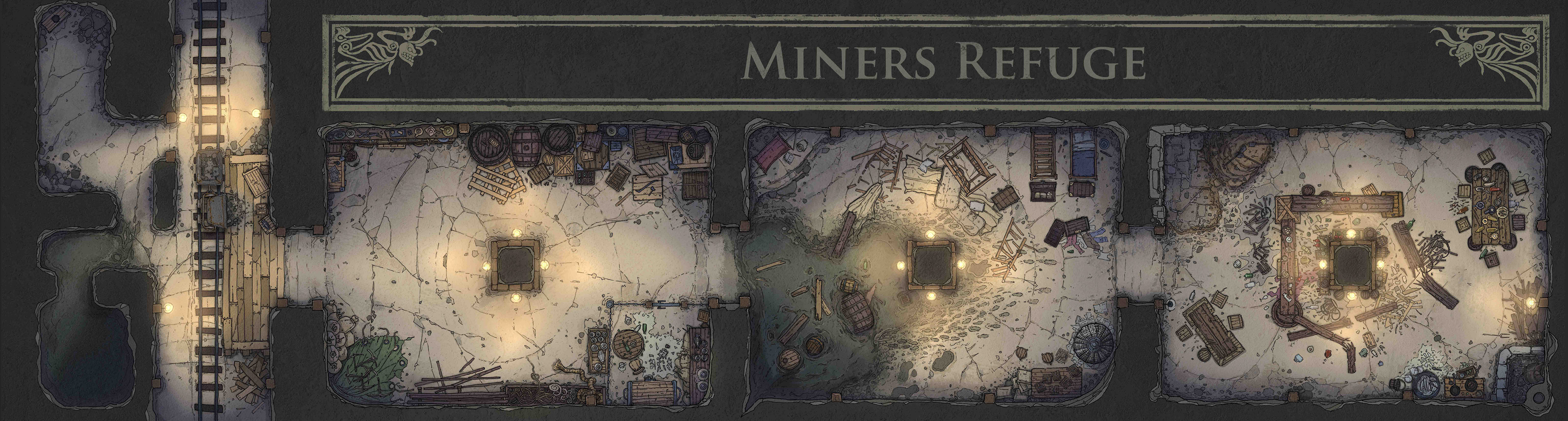 Miners Refuge. Pen drawing, coloured in Photoshop.